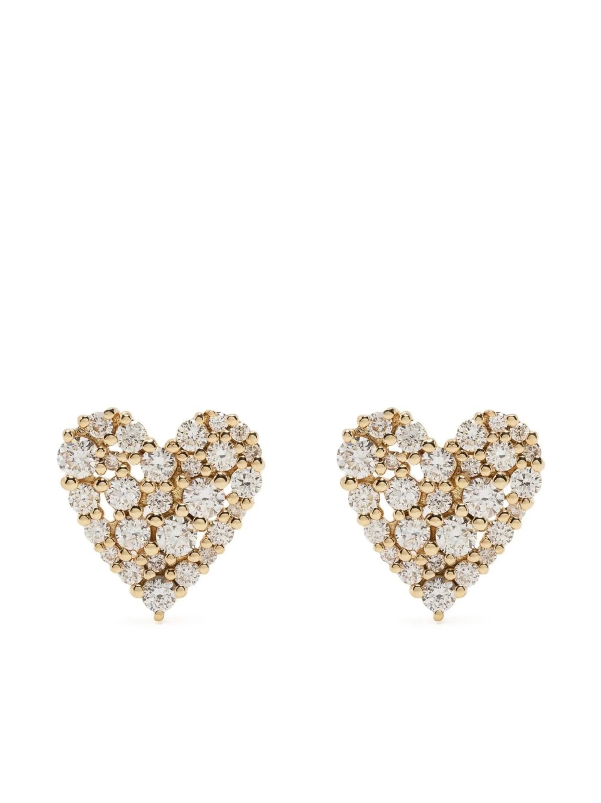 14kt yellow Cocktail Heart diamond earring