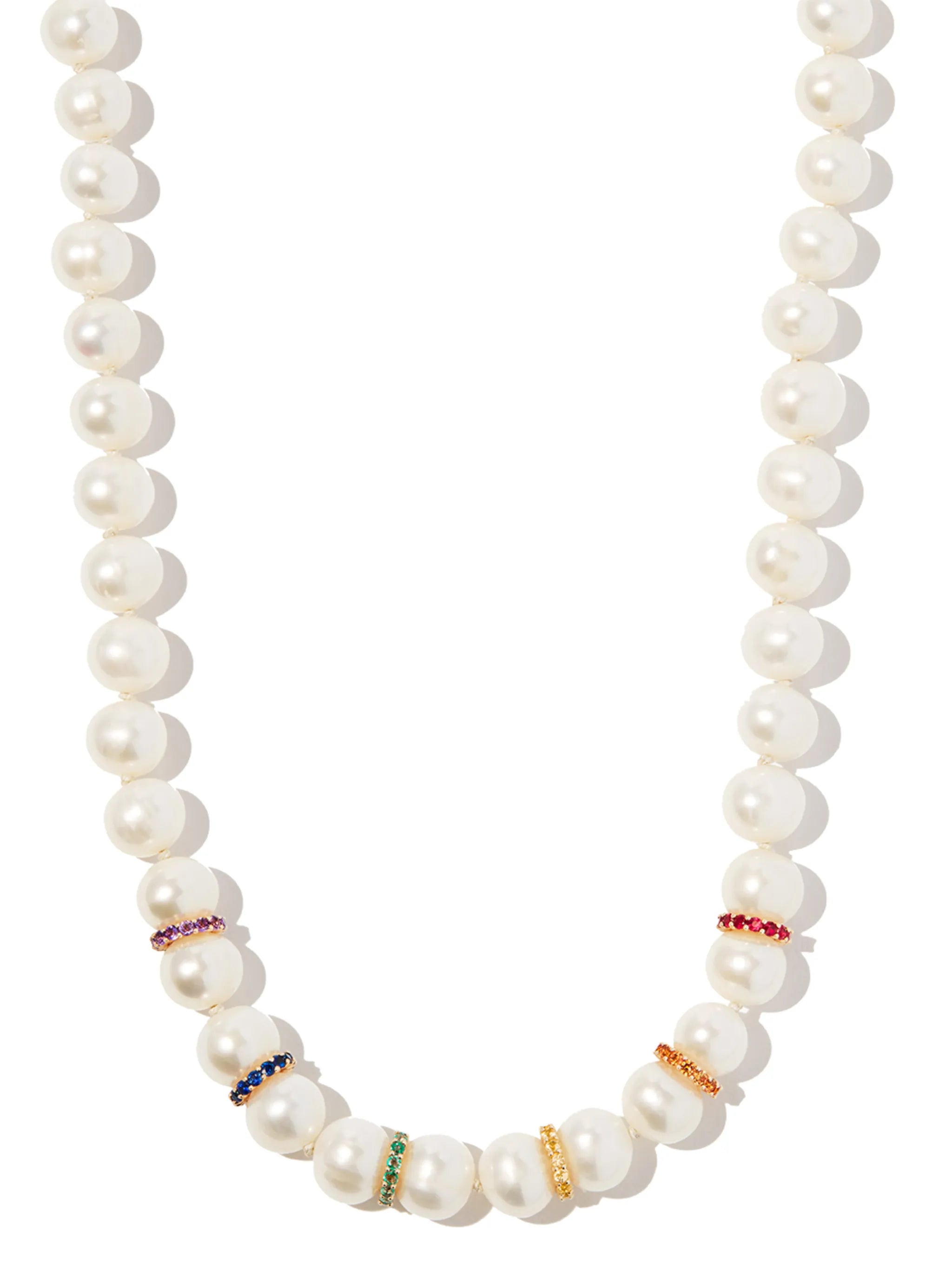 14kt yellow gold rainbow gemstone pearl choker