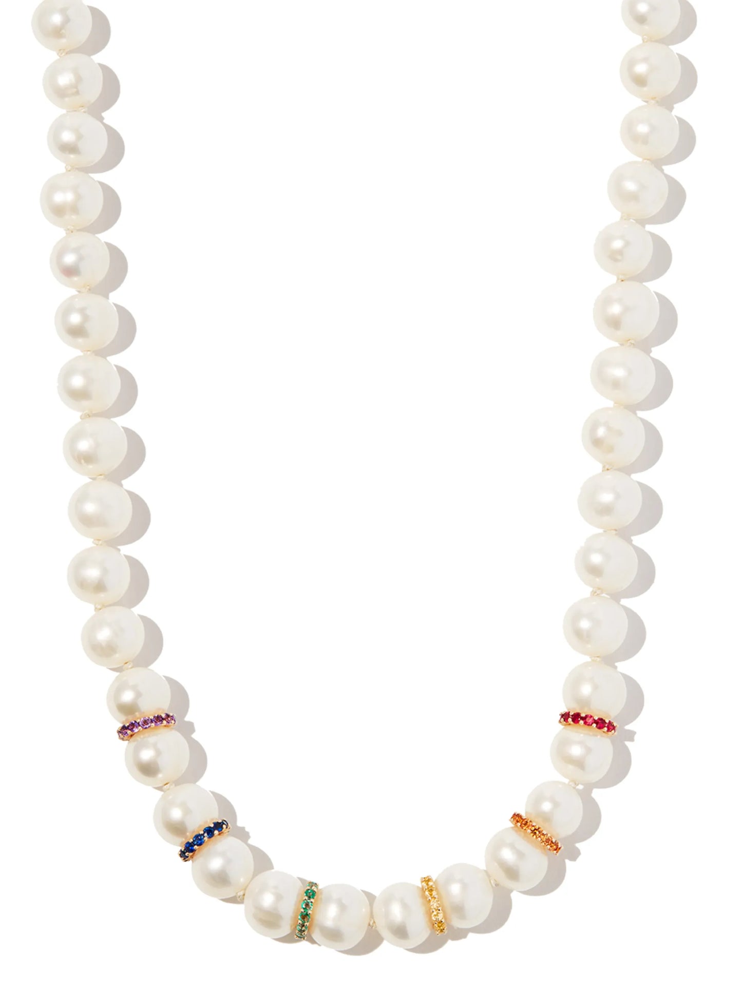 14kt yellow gold rainbow gemstone pearl choker