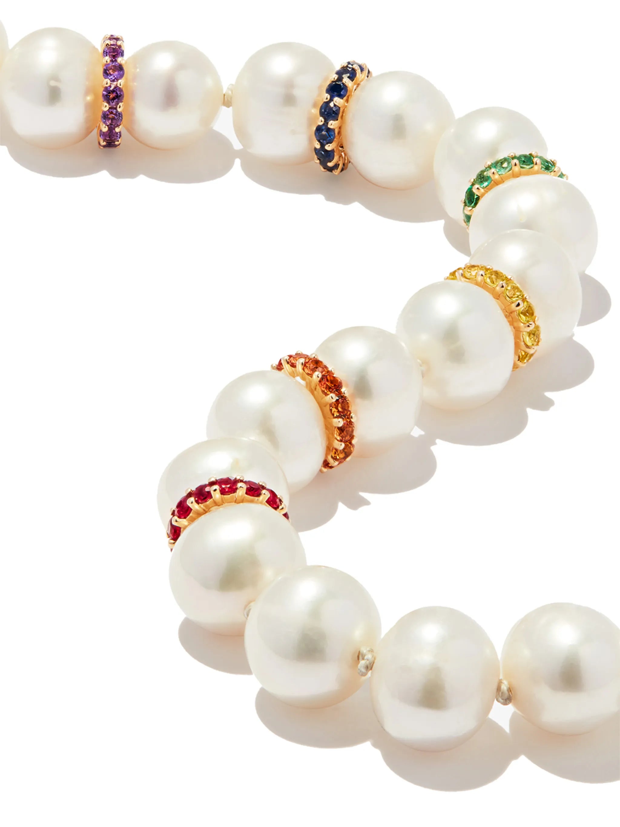 14kt yellow gold rainbow gemstone pearl choker