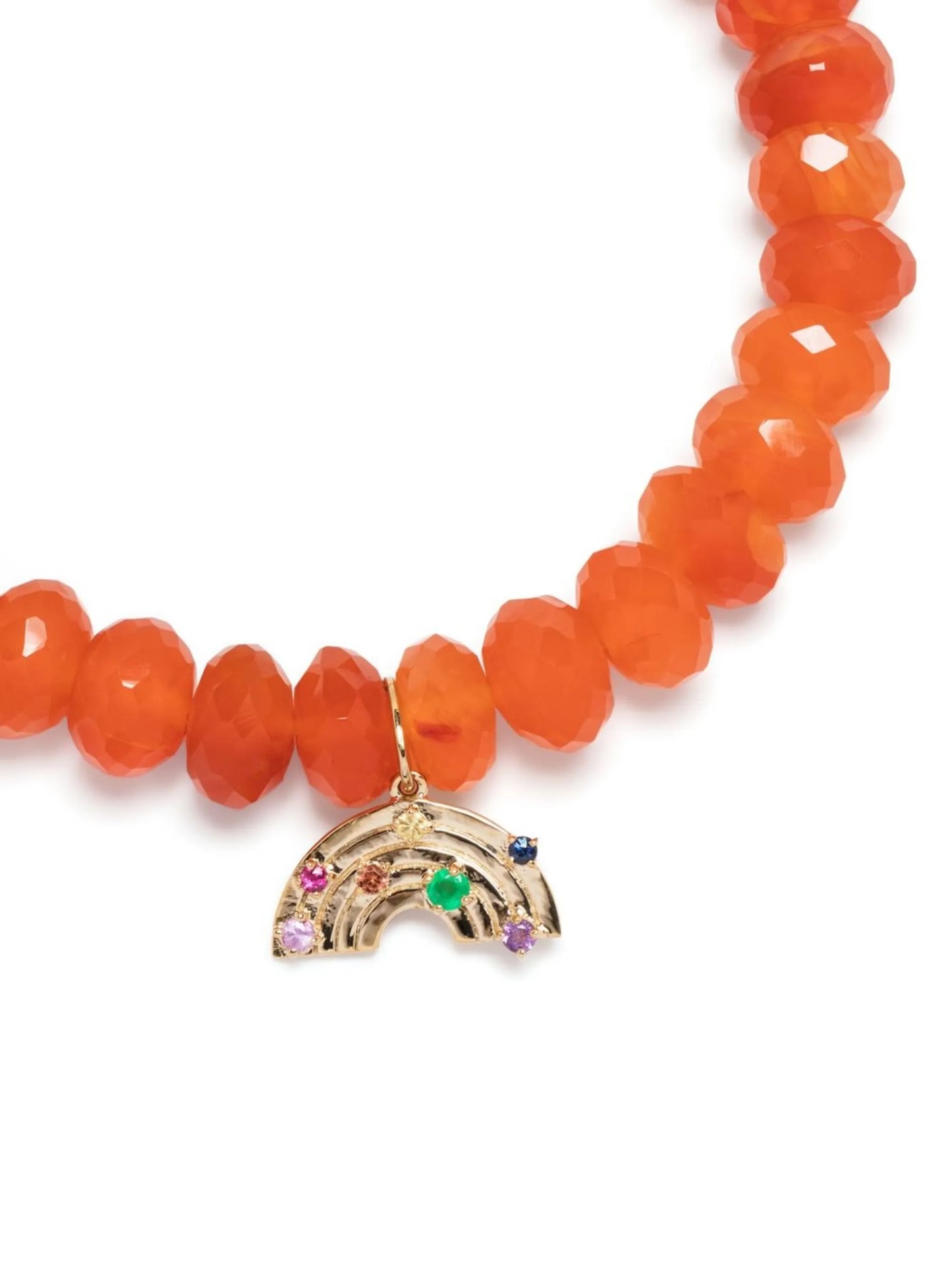 14kt yellow gold Rainbow charm carnelian bracelet