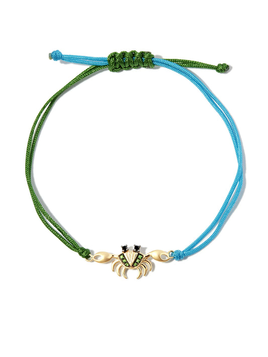 9kt yellow gold Crab tsavorite cord bracelet