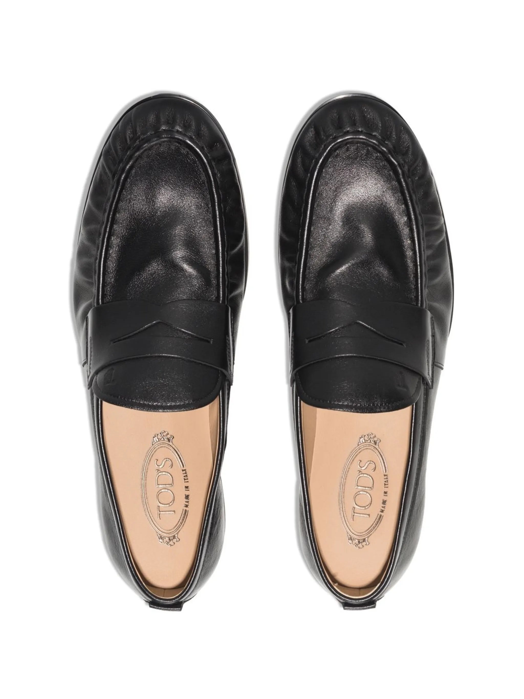 debossed-logo penny loafers