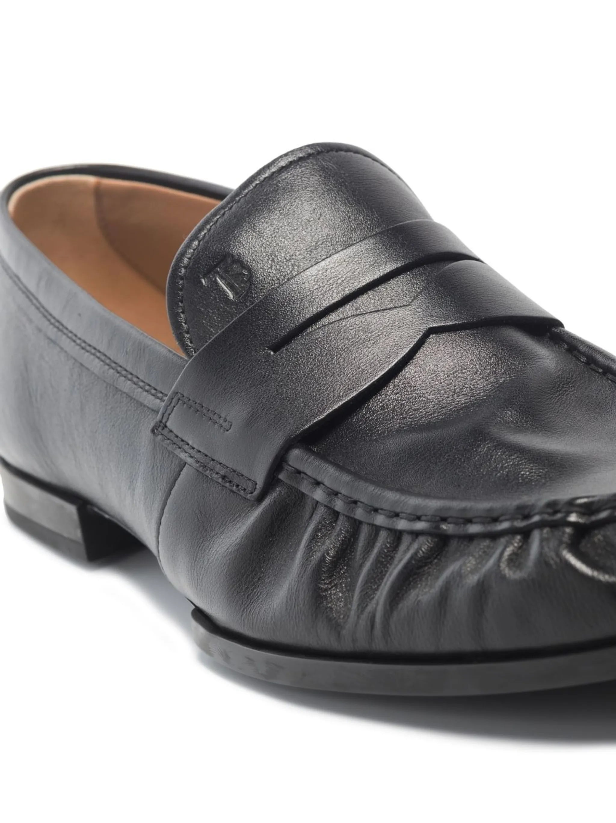 debossed-logo penny loafers