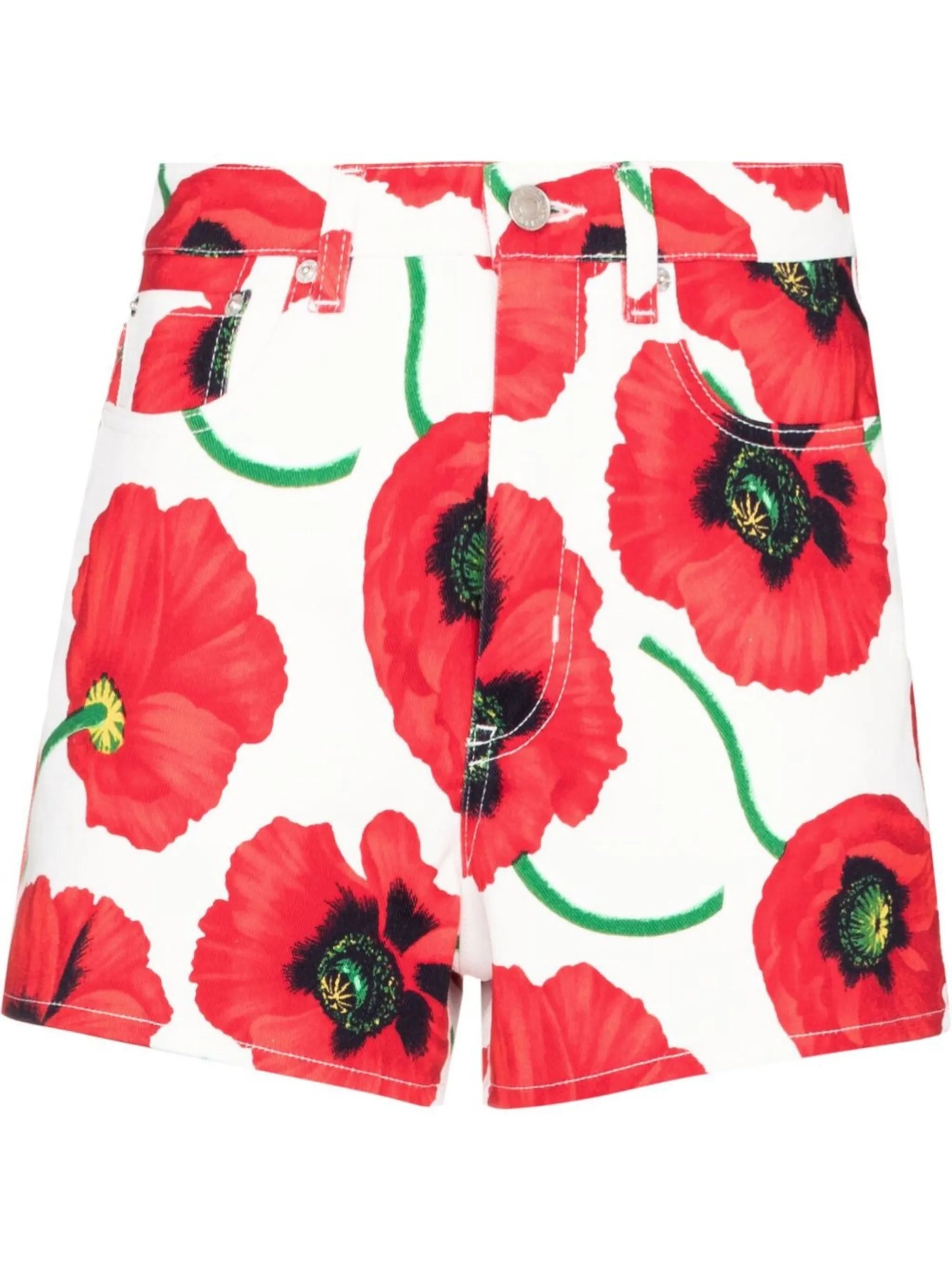 poppy-print mini shorts