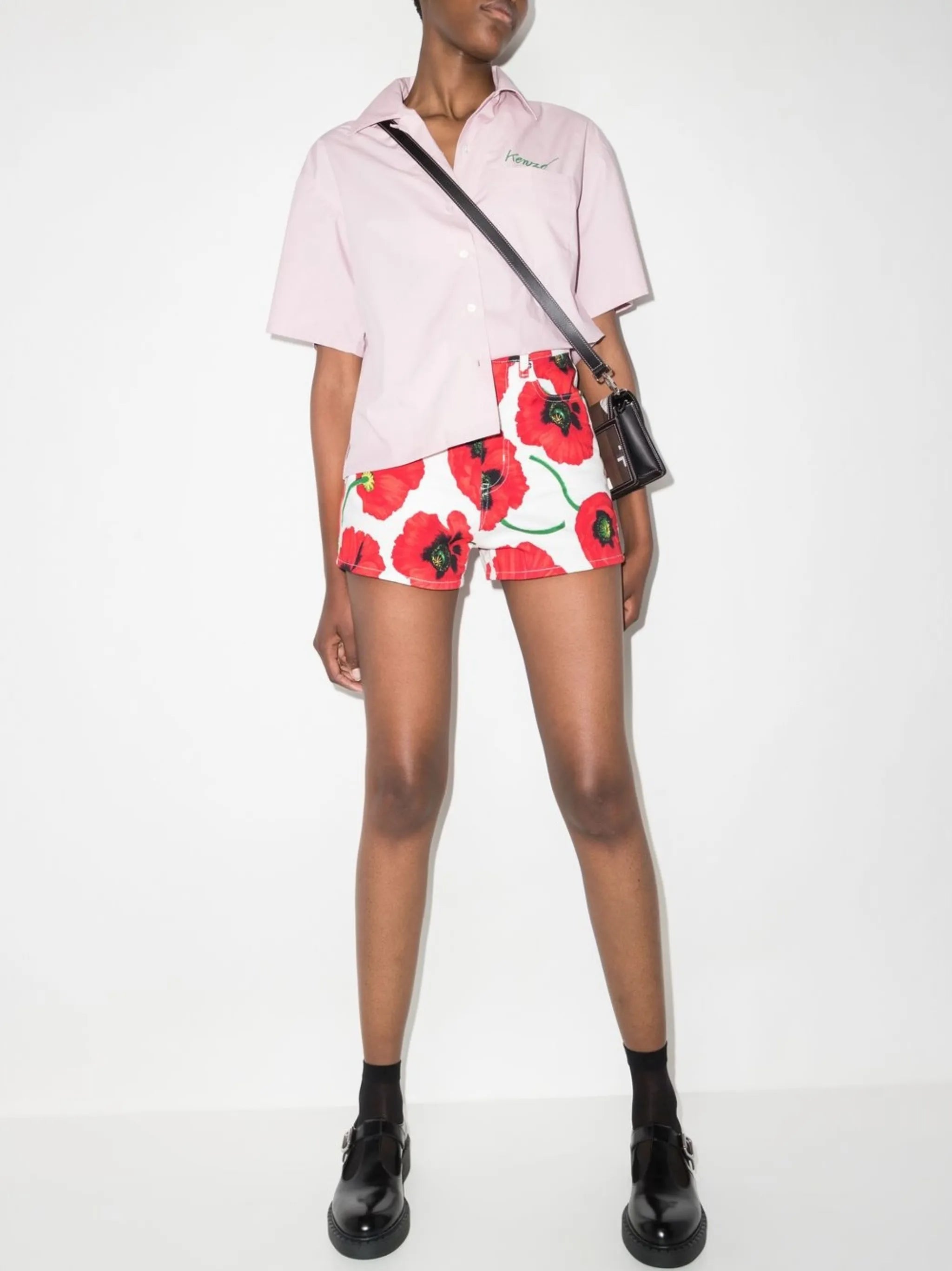 poppy-print mini shorts