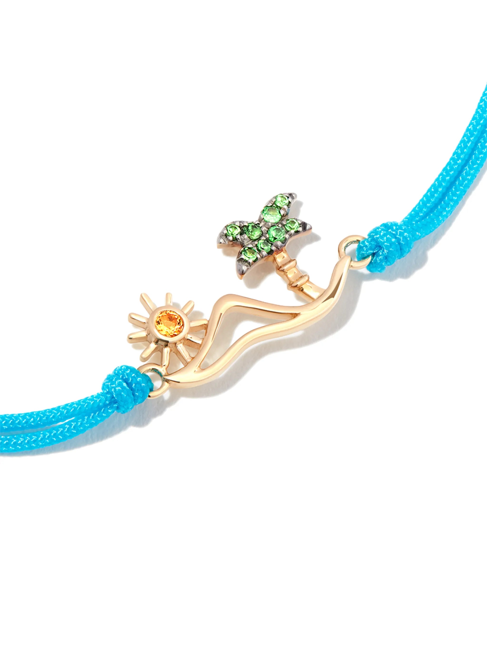 9kt yellow gold diamond island charm bracelet