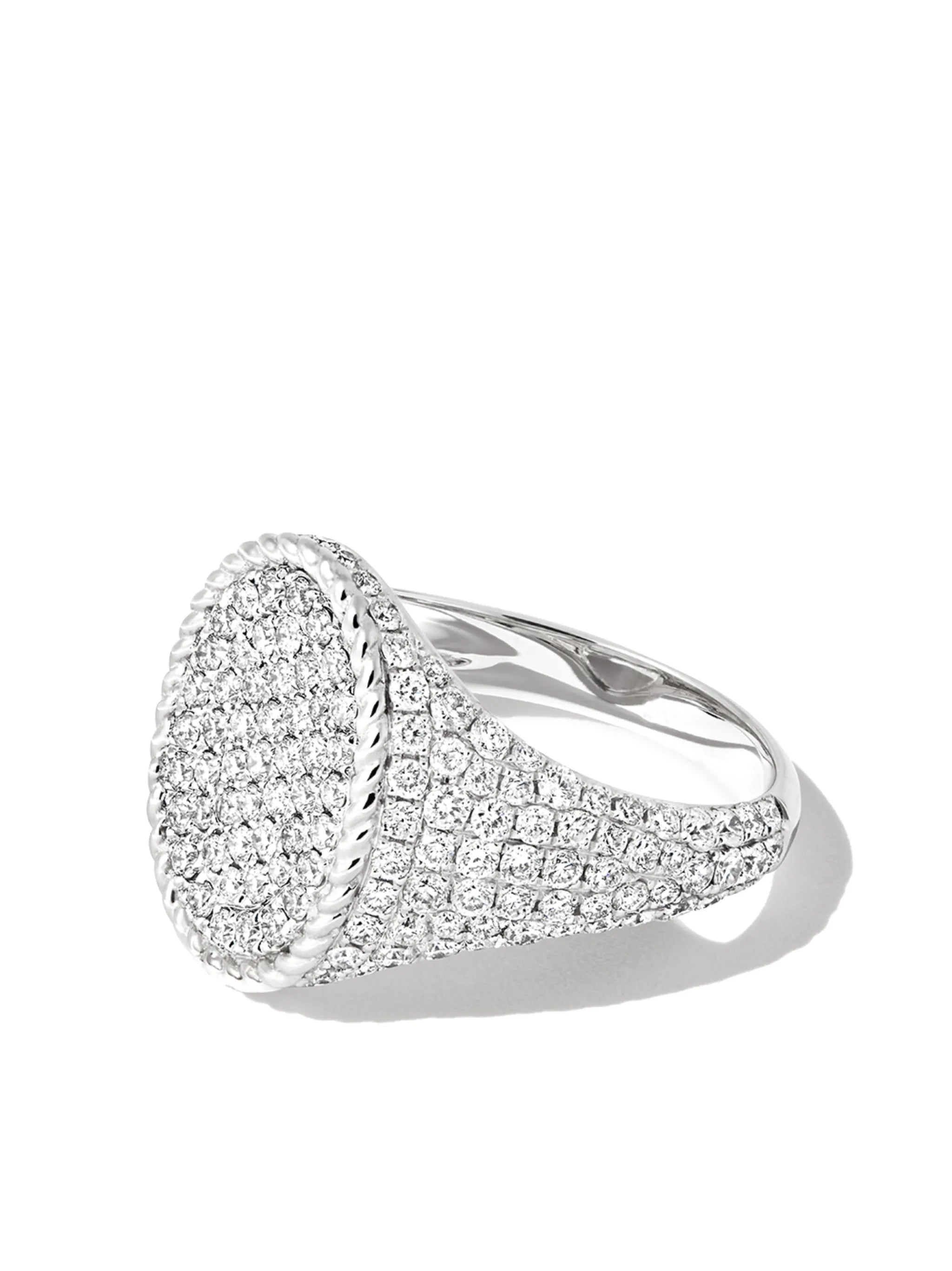 18kt white gold diamond signet ring