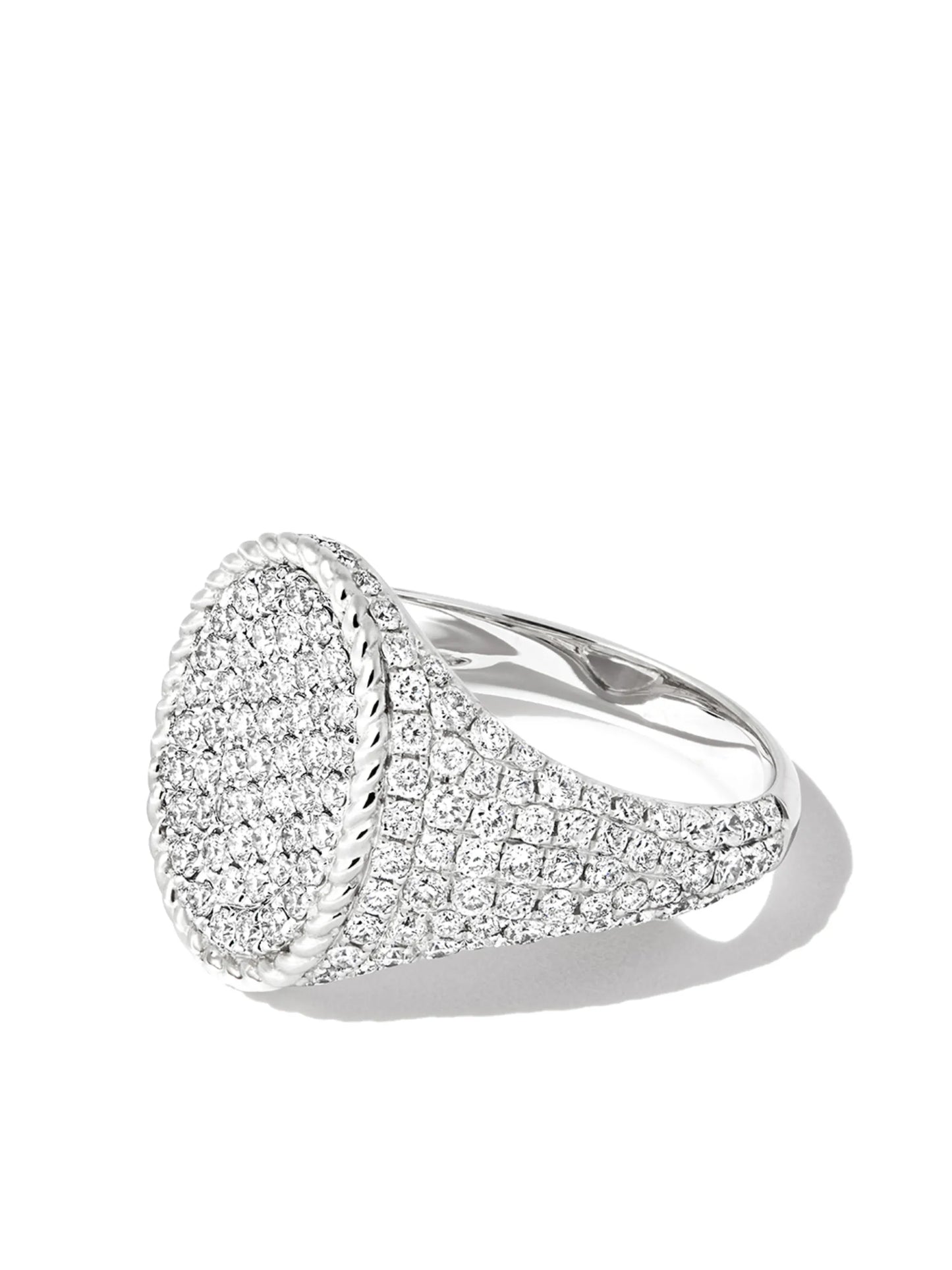 18kt white gold diamond signet ring