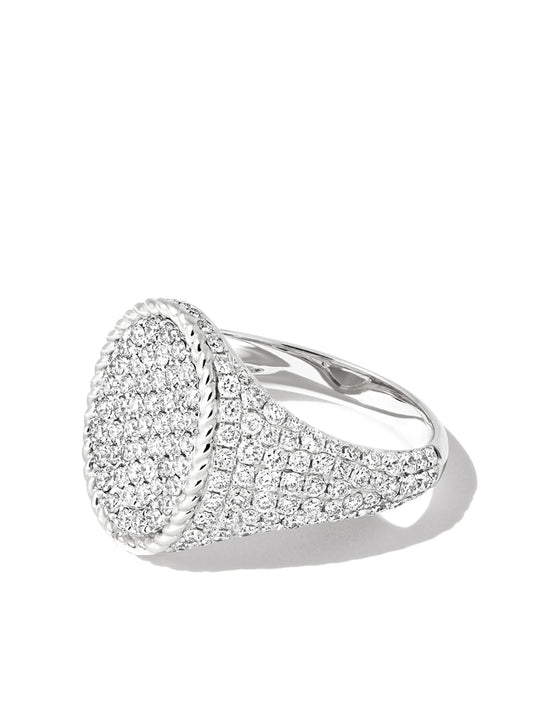 18kt white gold diamond signet ring