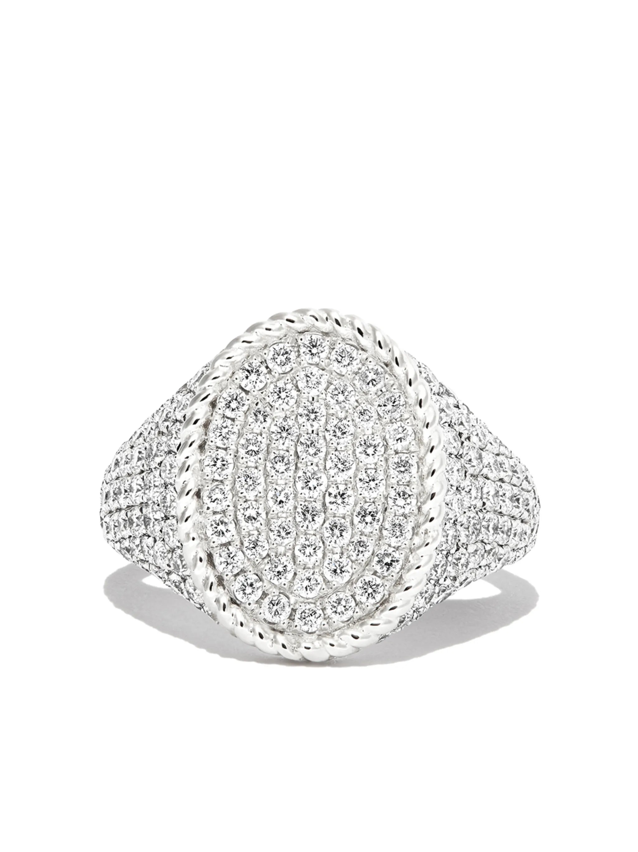 18kt white gold diamond signet ring