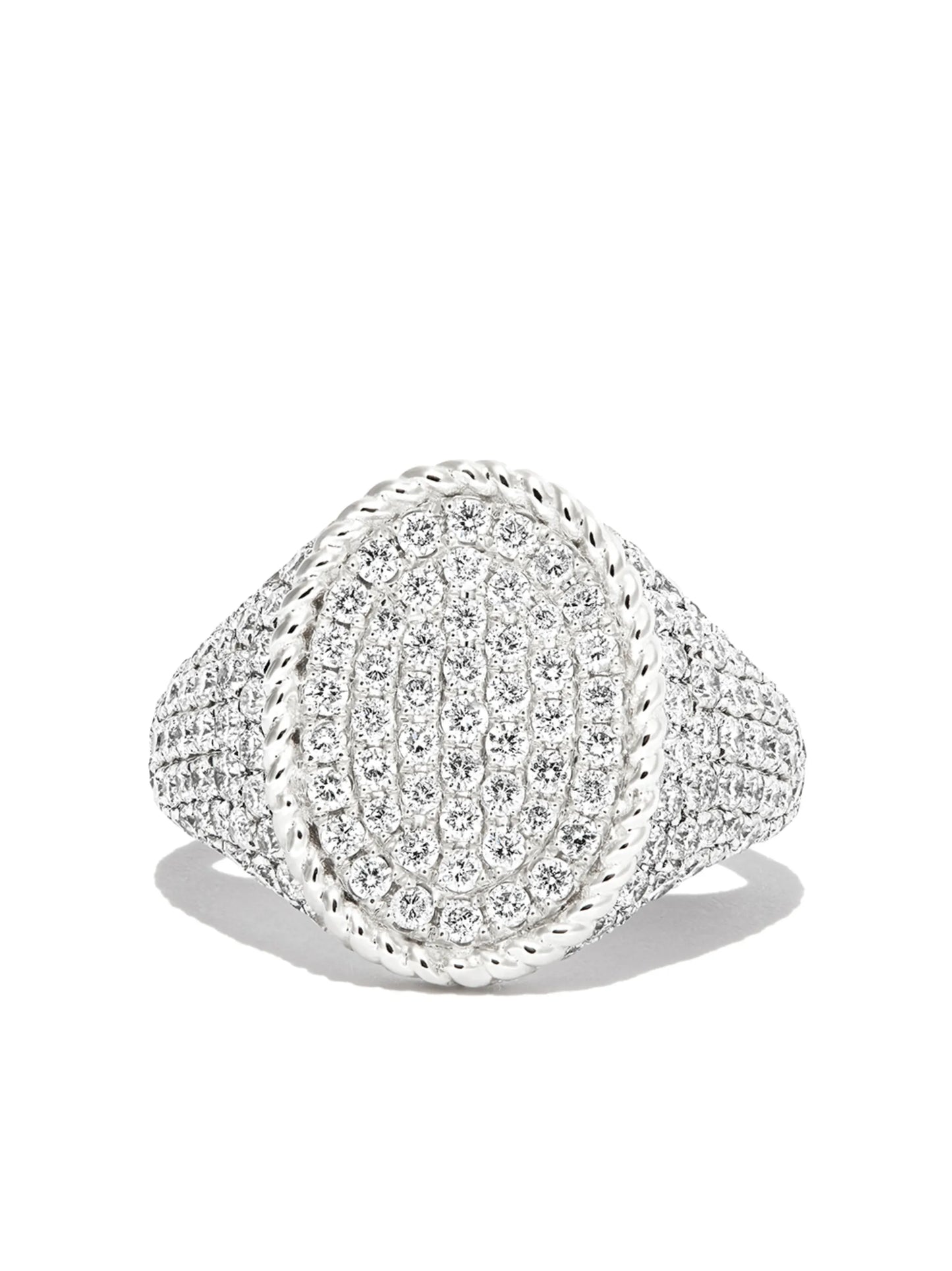 18kt white gold diamond signet ring
