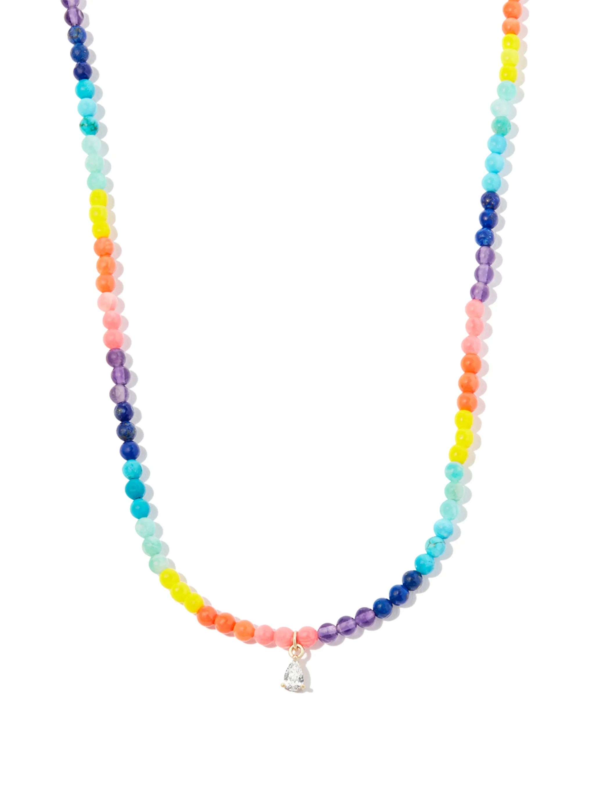9kt yellow gold diamond rainbow necklace