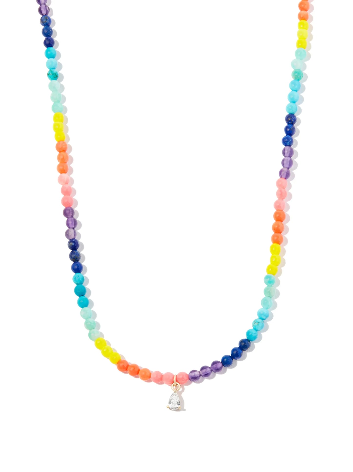 9kt yellow gold diamond rainbow necklace