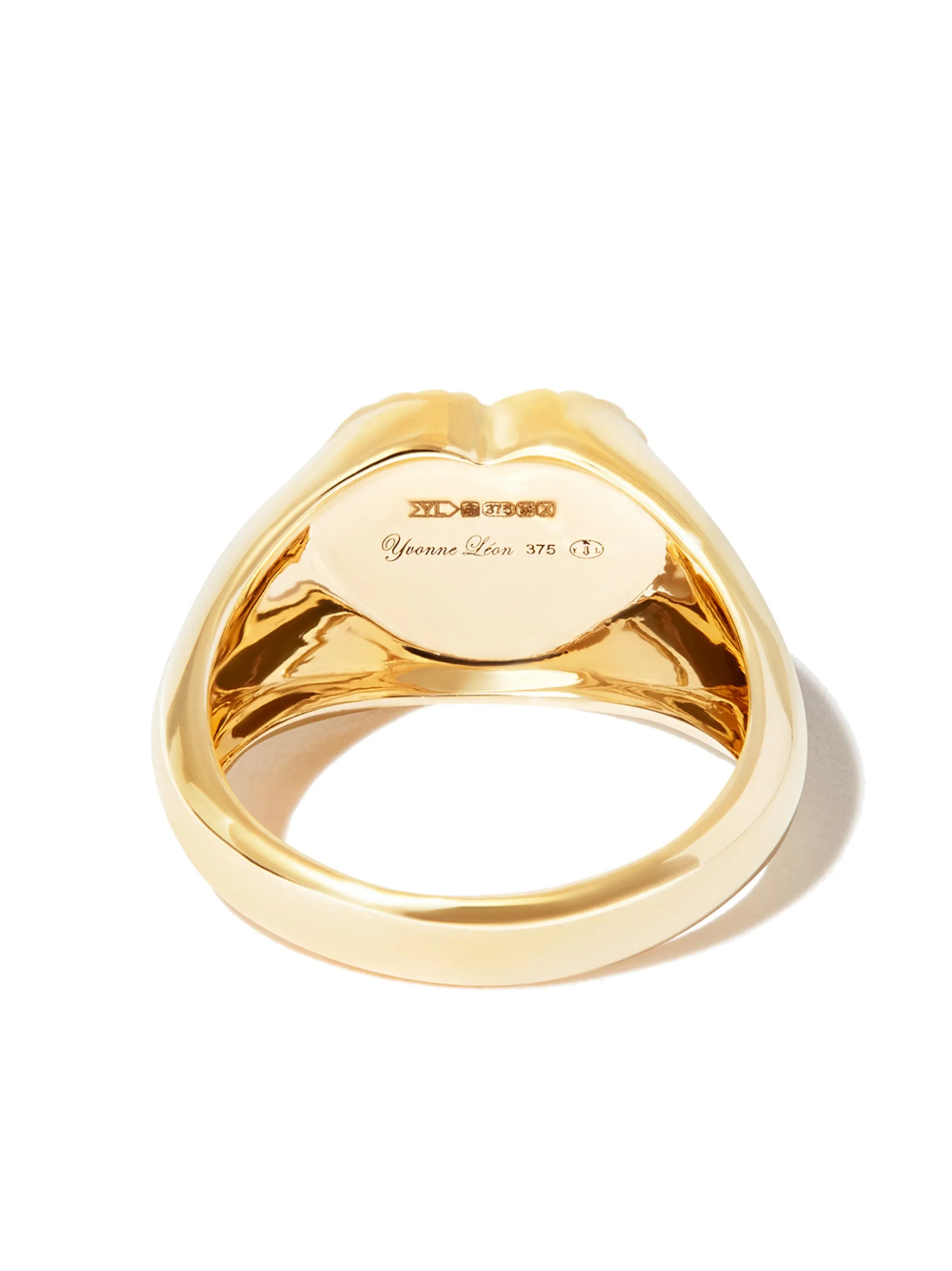 9kt yellow gold agate diamond heart signet ring