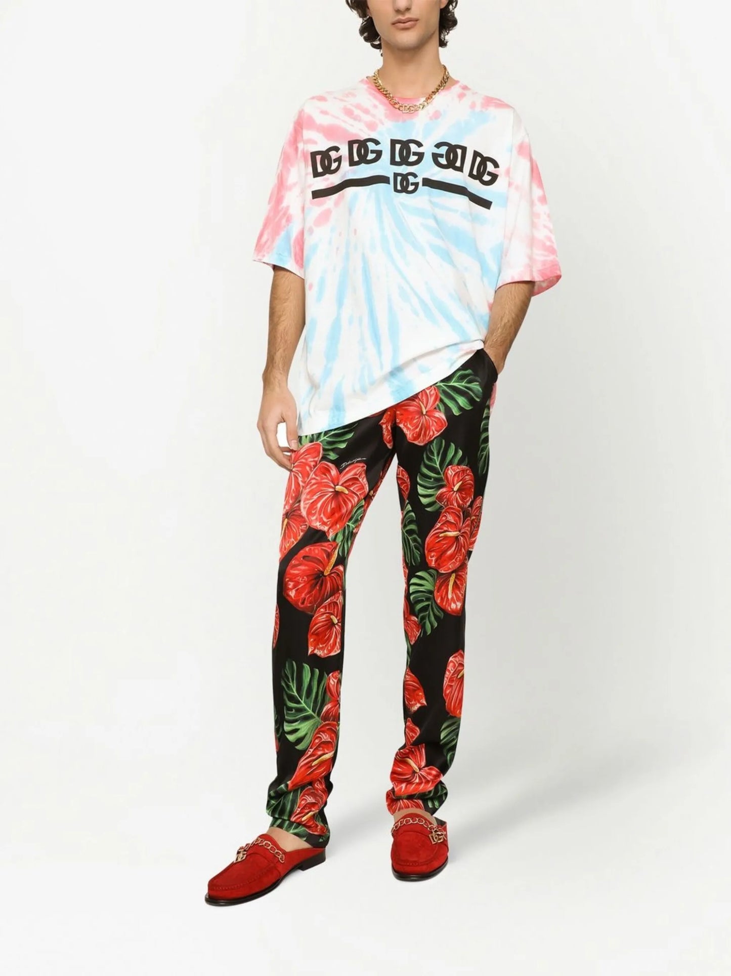 tie-dye print cotton T-shirt