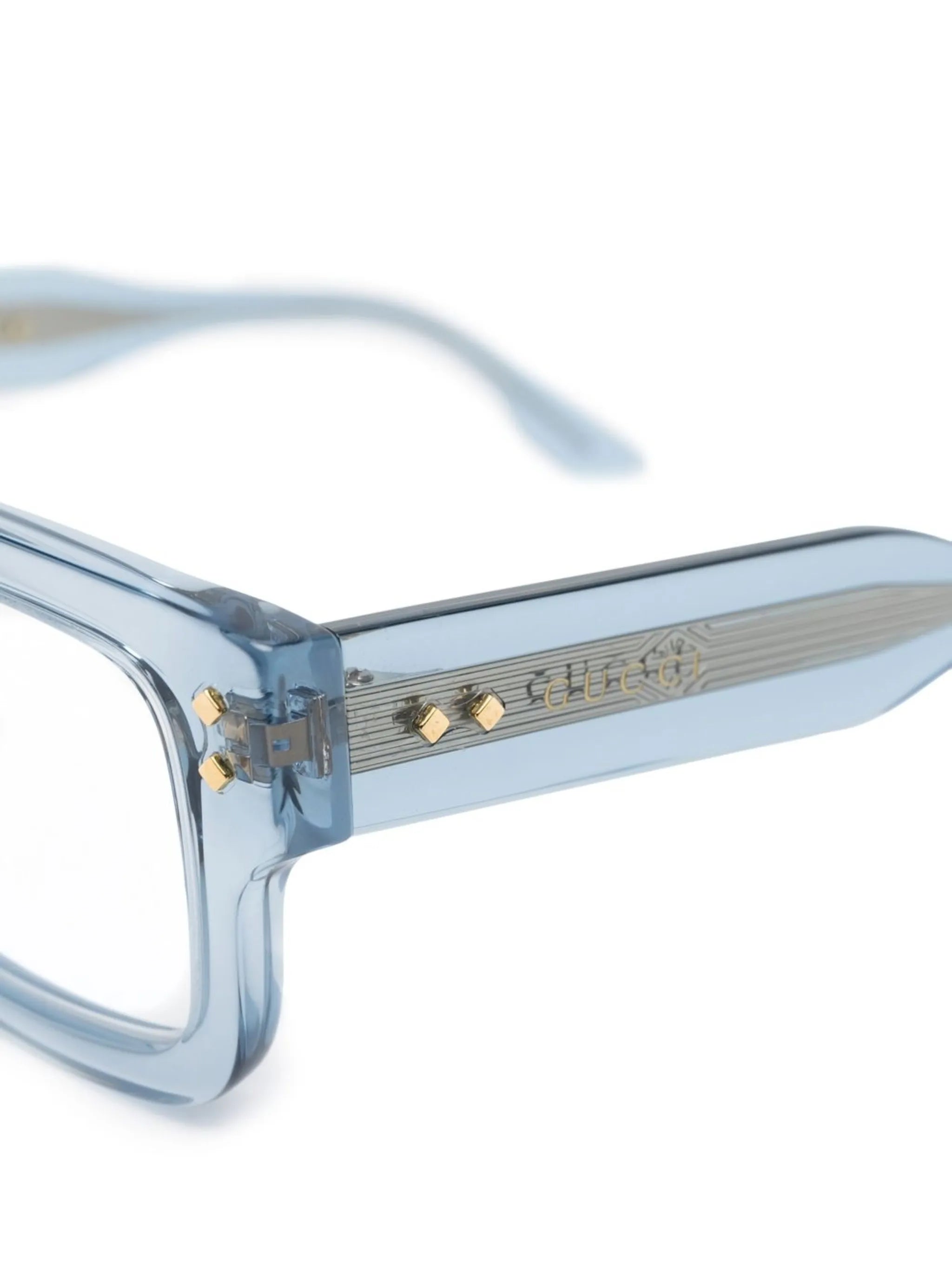 transparent rectangular-frame glasses