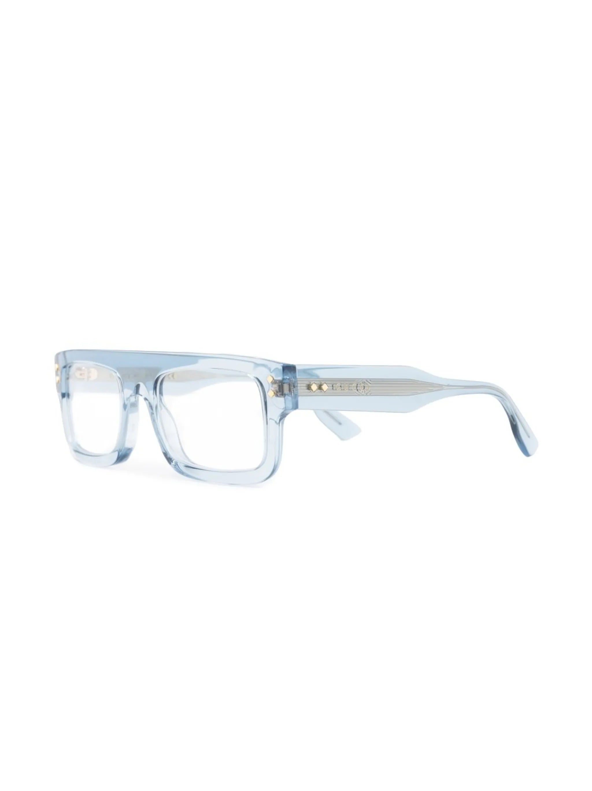 transparent rectangular-frame glasses