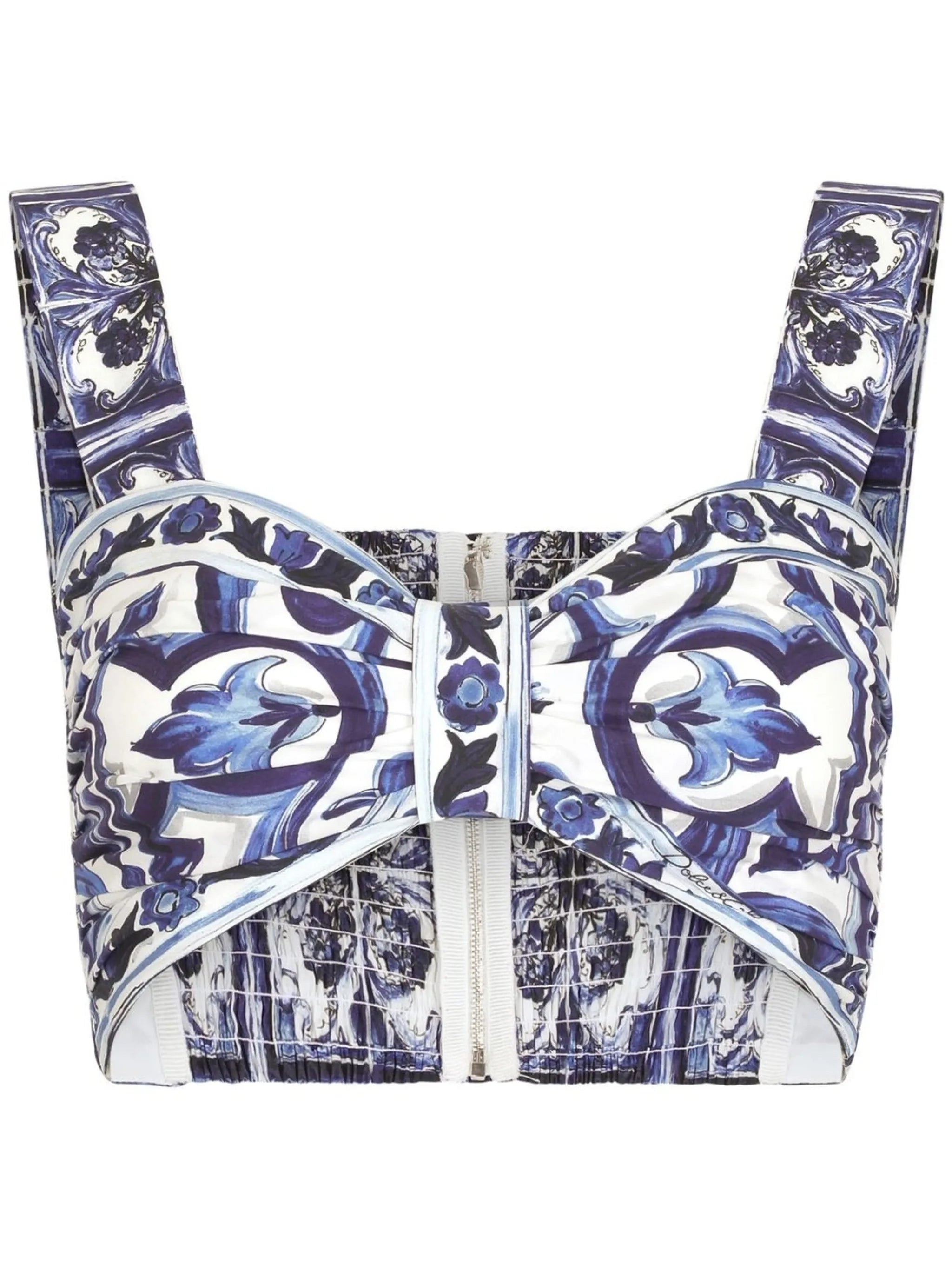 Majolica-print bralette top