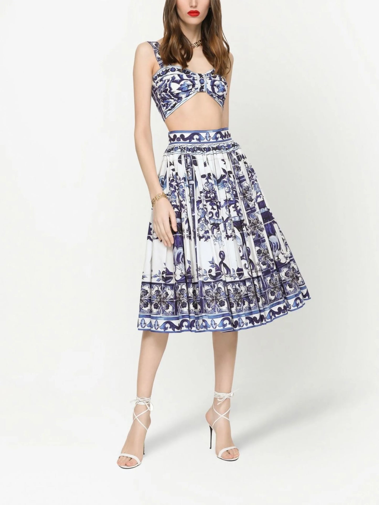 Majolica-print bralette top