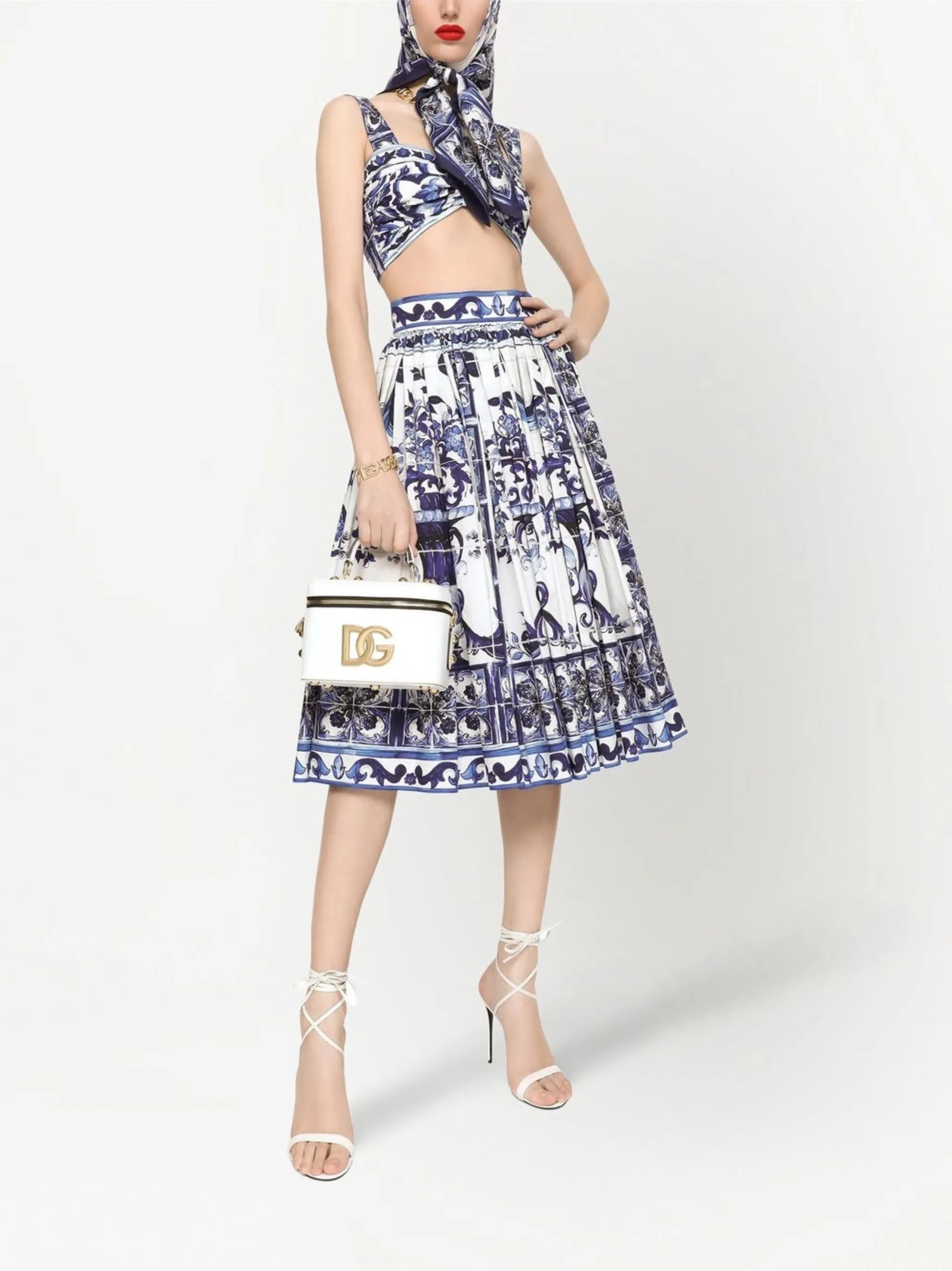 Majolica-print bralette top