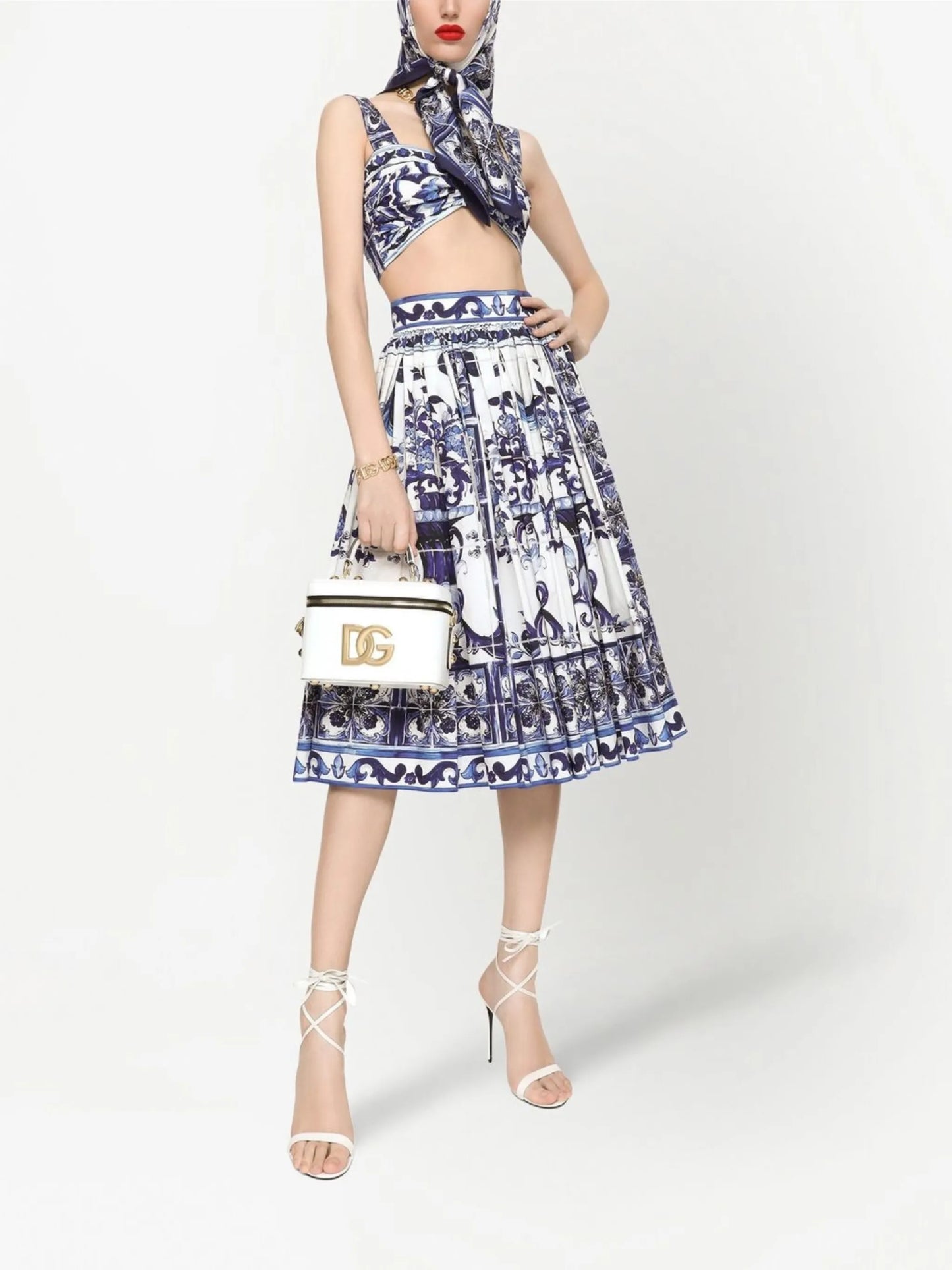 Majolica-print bralette top