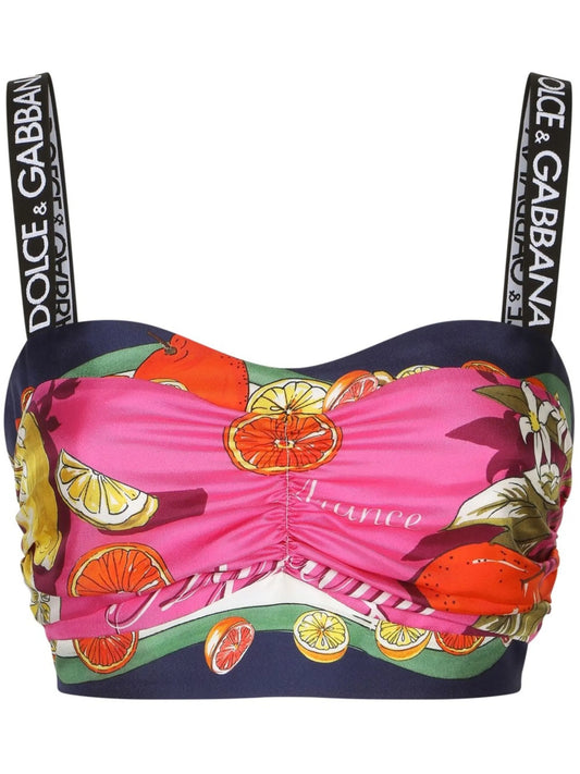 fruit-print silk top