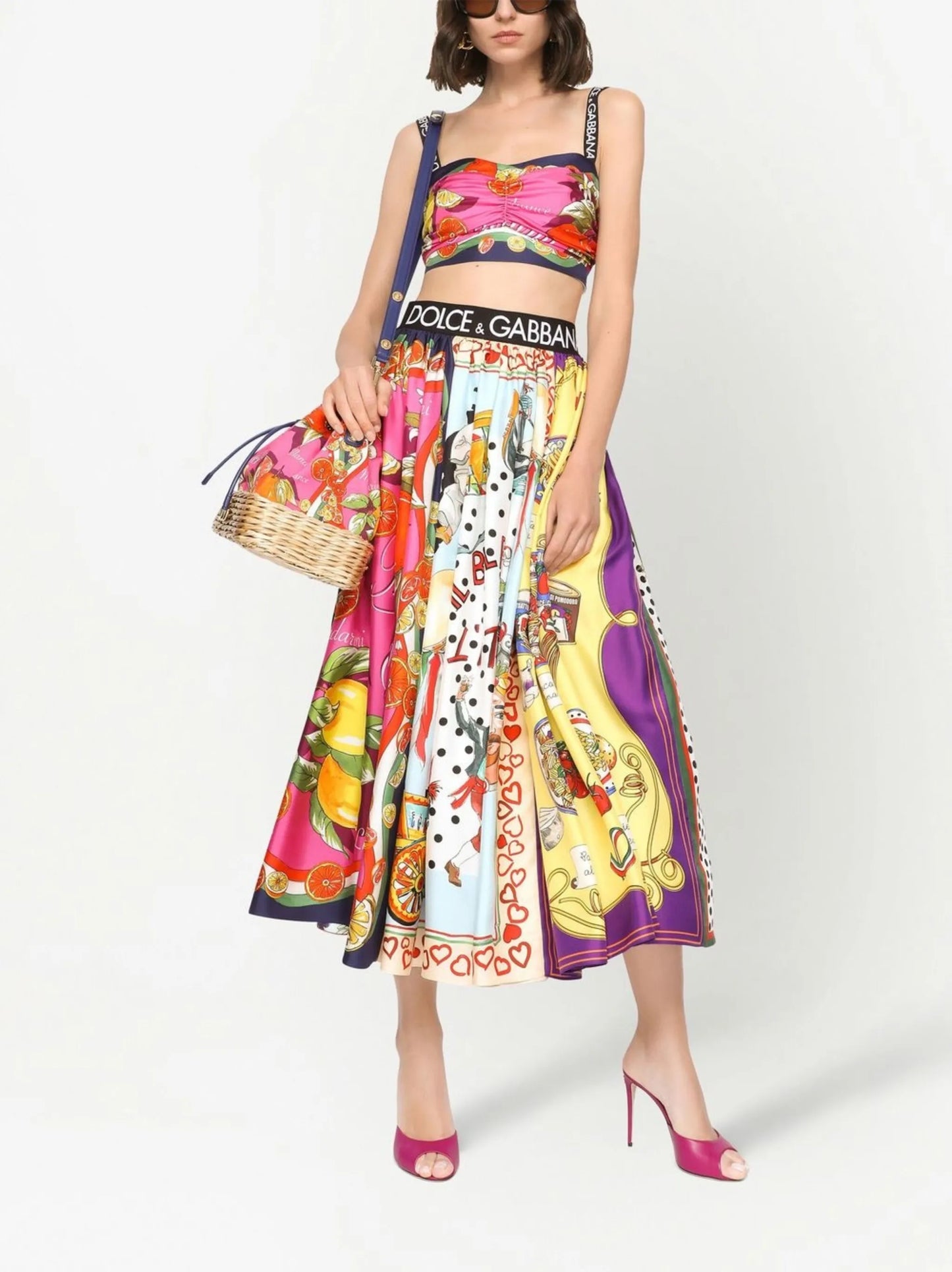 fruit-print silk top