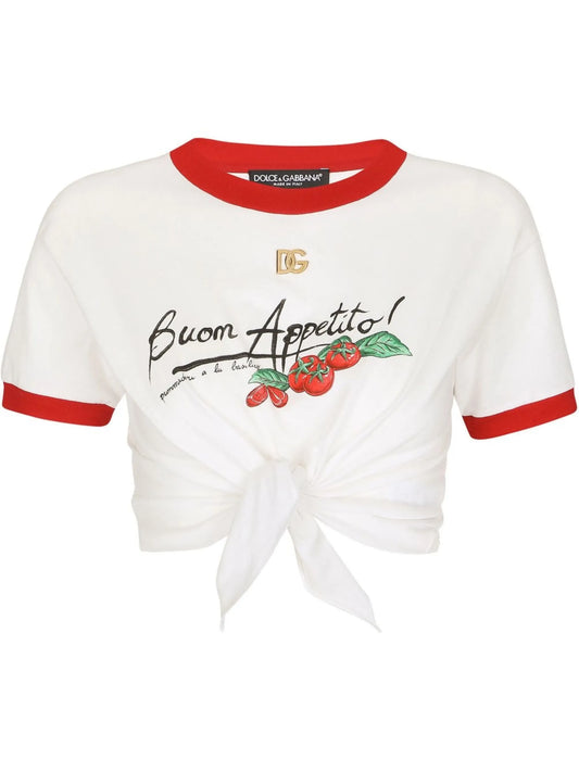 slogan-print short-sleeve T-shirt