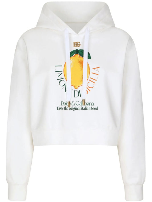 graphic-print drawstring hoodie