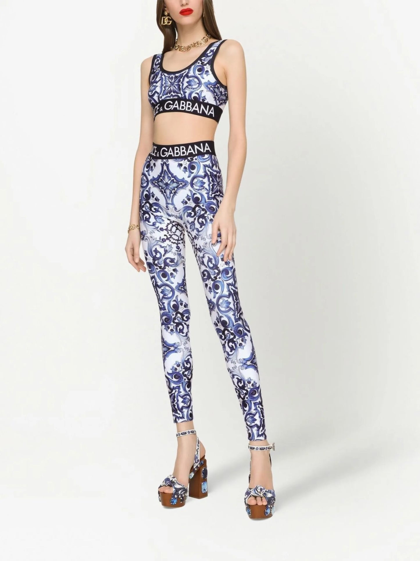 Majolica-print jersey leggings