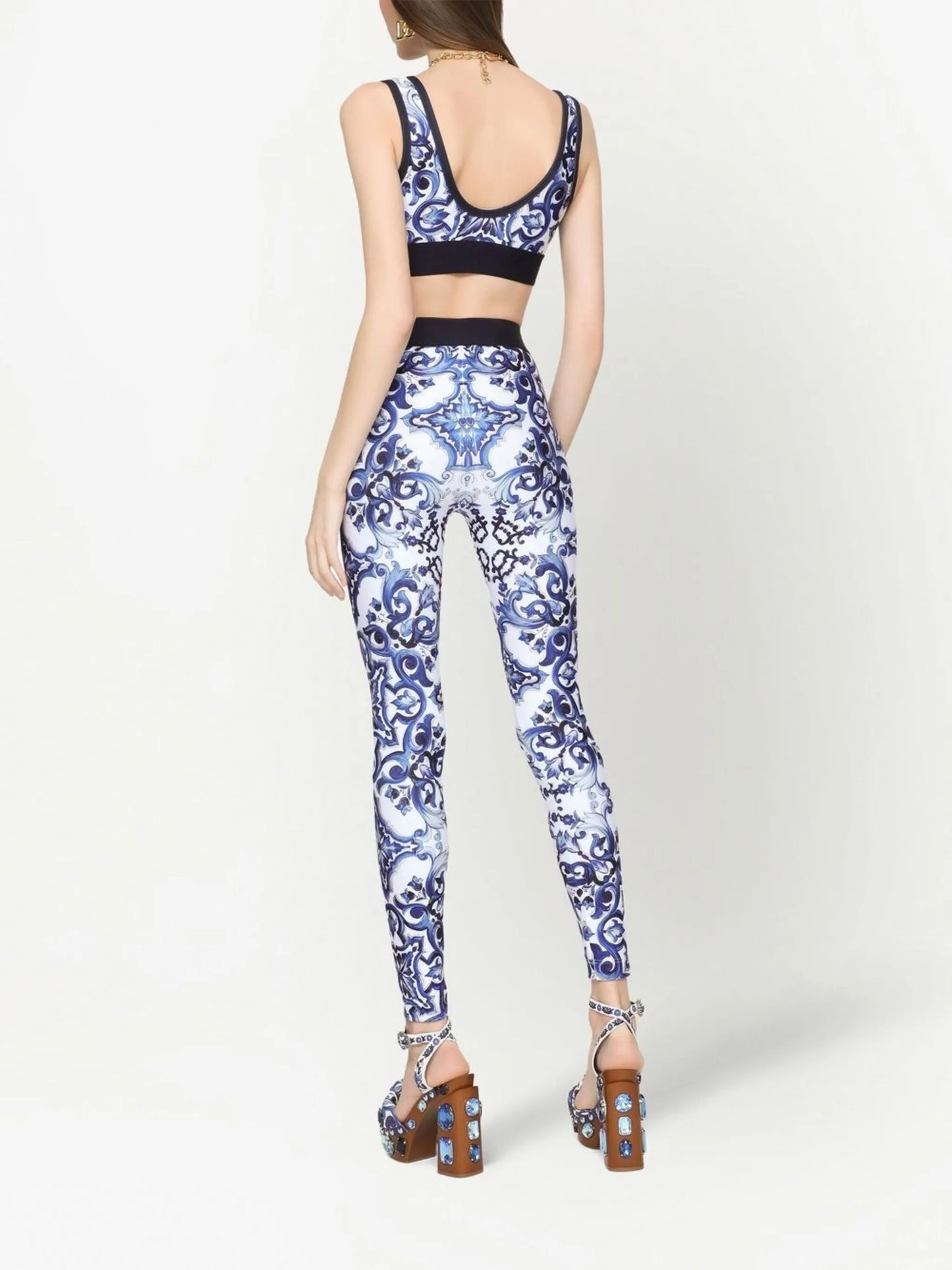 Majolica-print jersey leggings