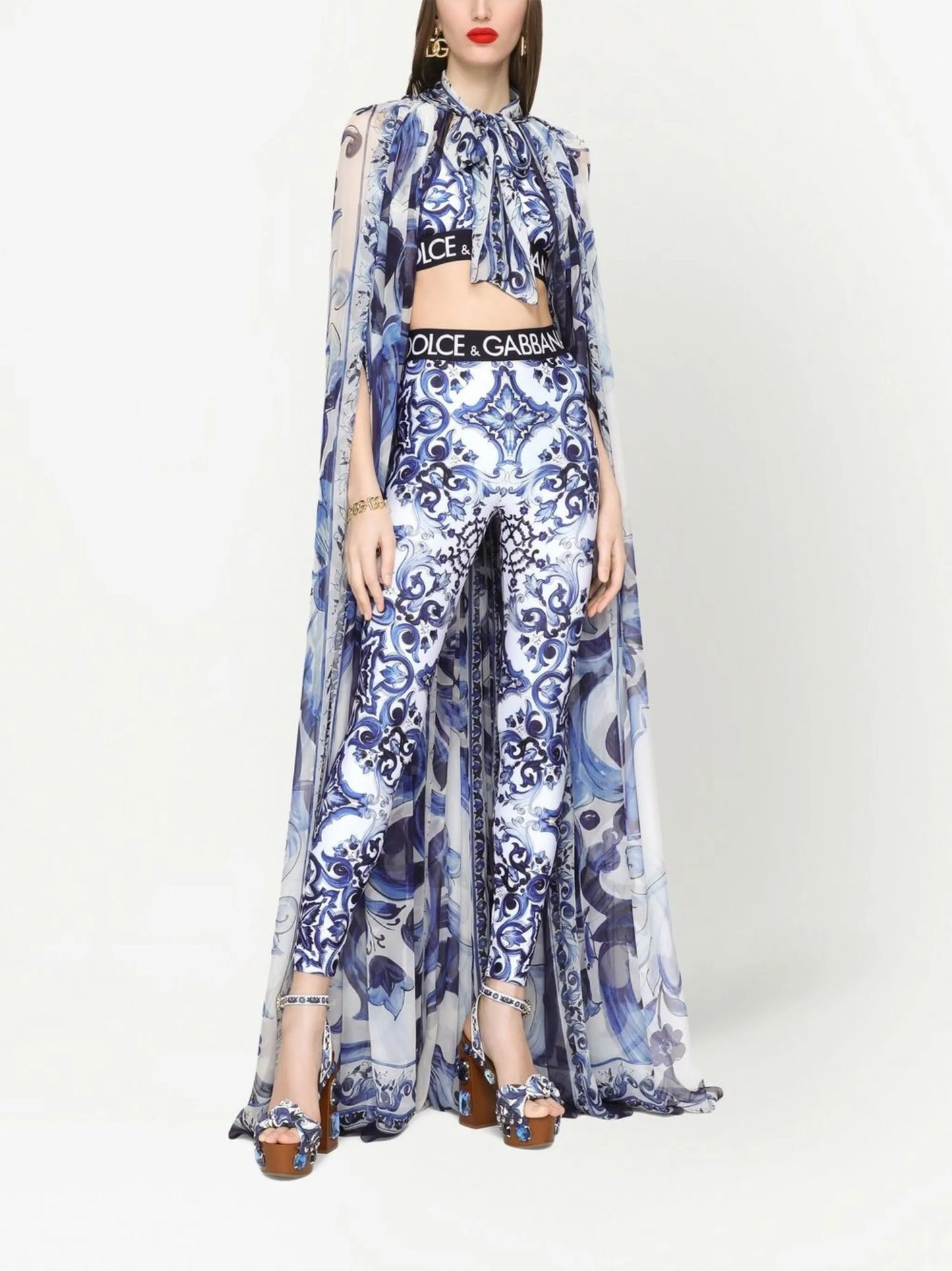 Majolica-print jersey leggings