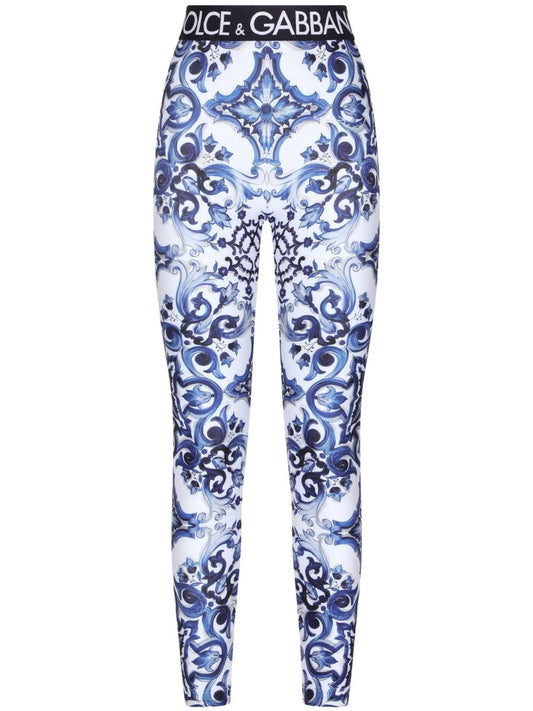 Majolica-print jersey leggings