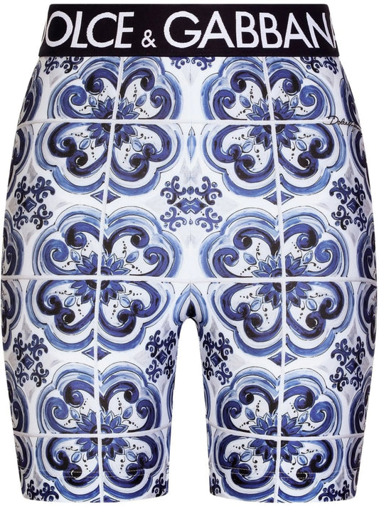 Majolica-print cycling shorts