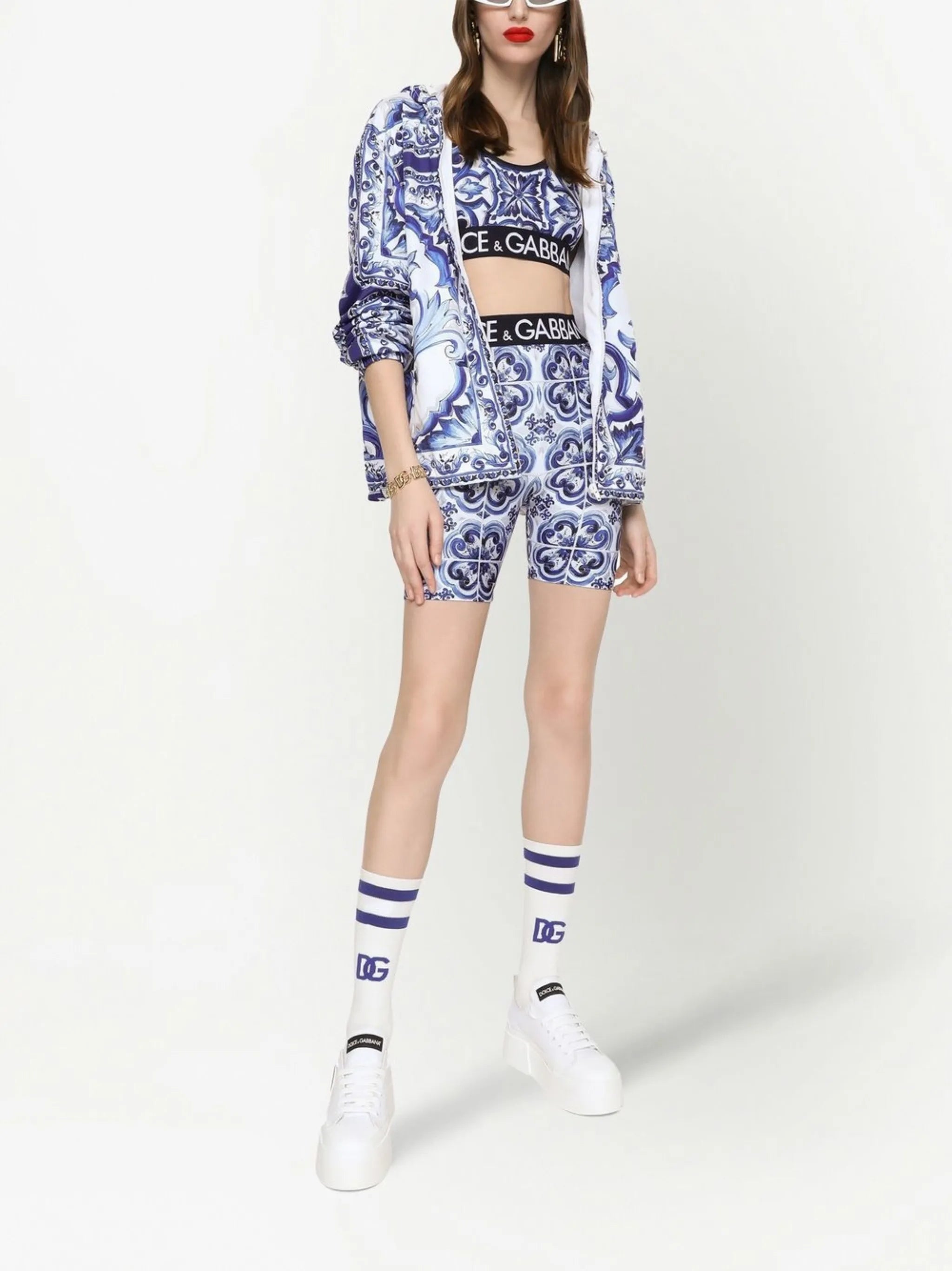 Majolica-print cycling shorts