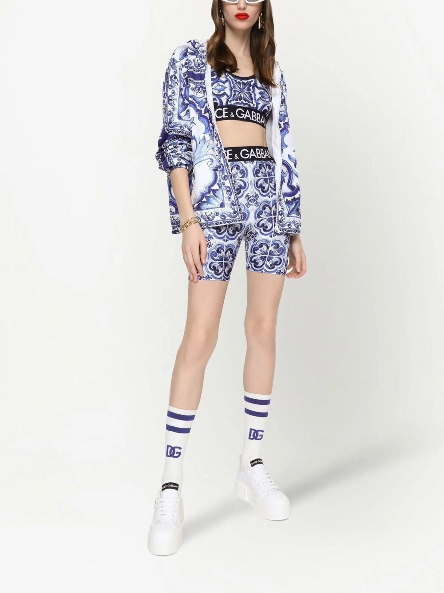 Majolica-print cycling shorts