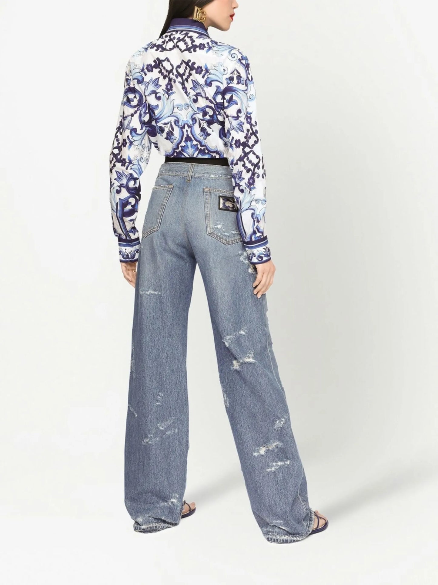 distressed flared jeans