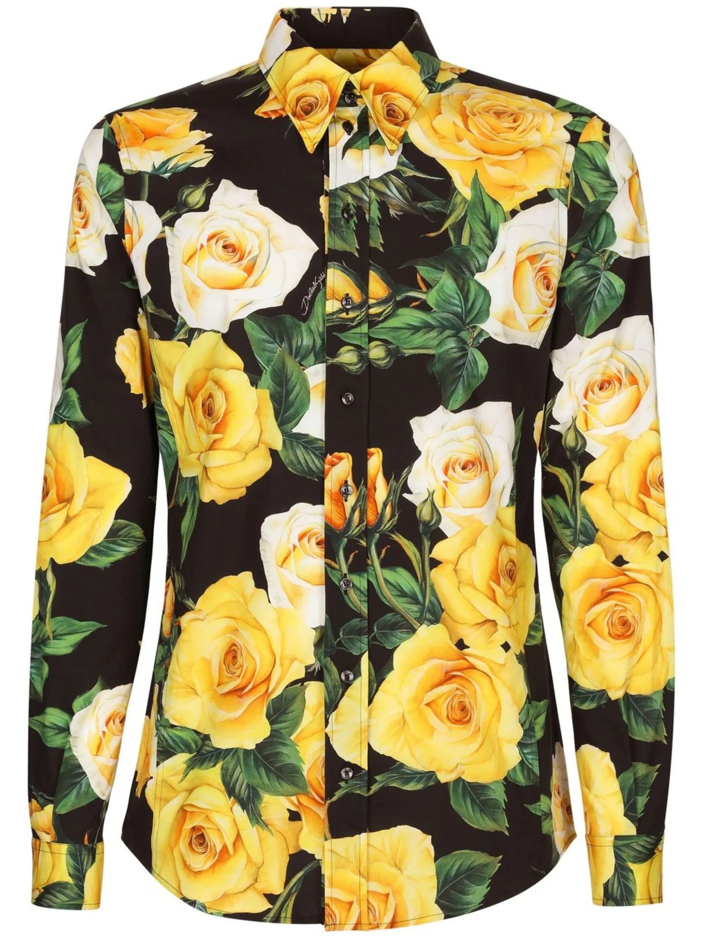 rose-print long-sleeve shirt