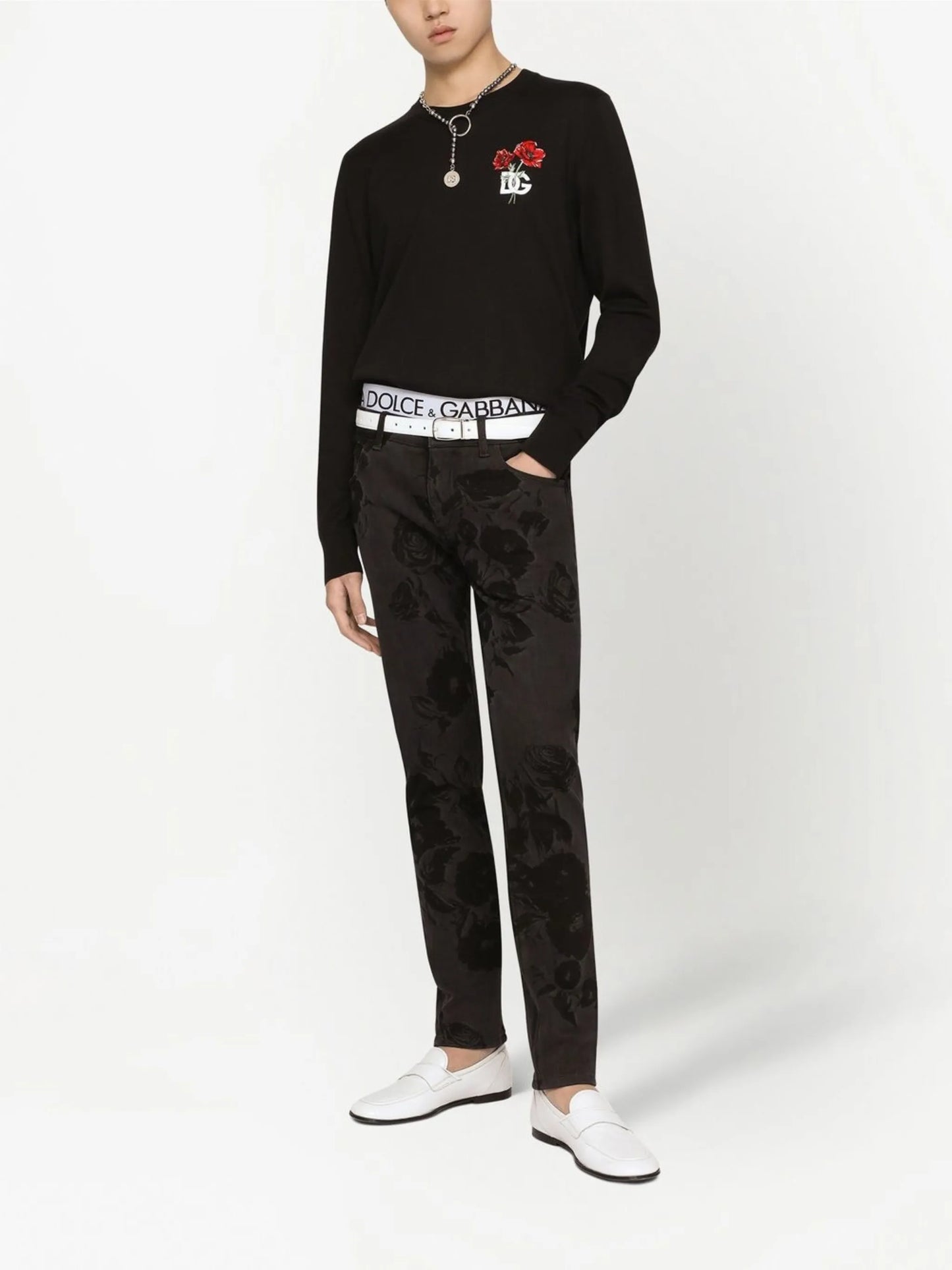 embroidered long-sleeve jumper
