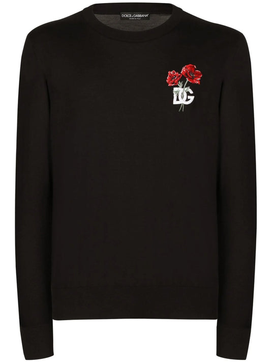 embroidered long-sleeve jumper