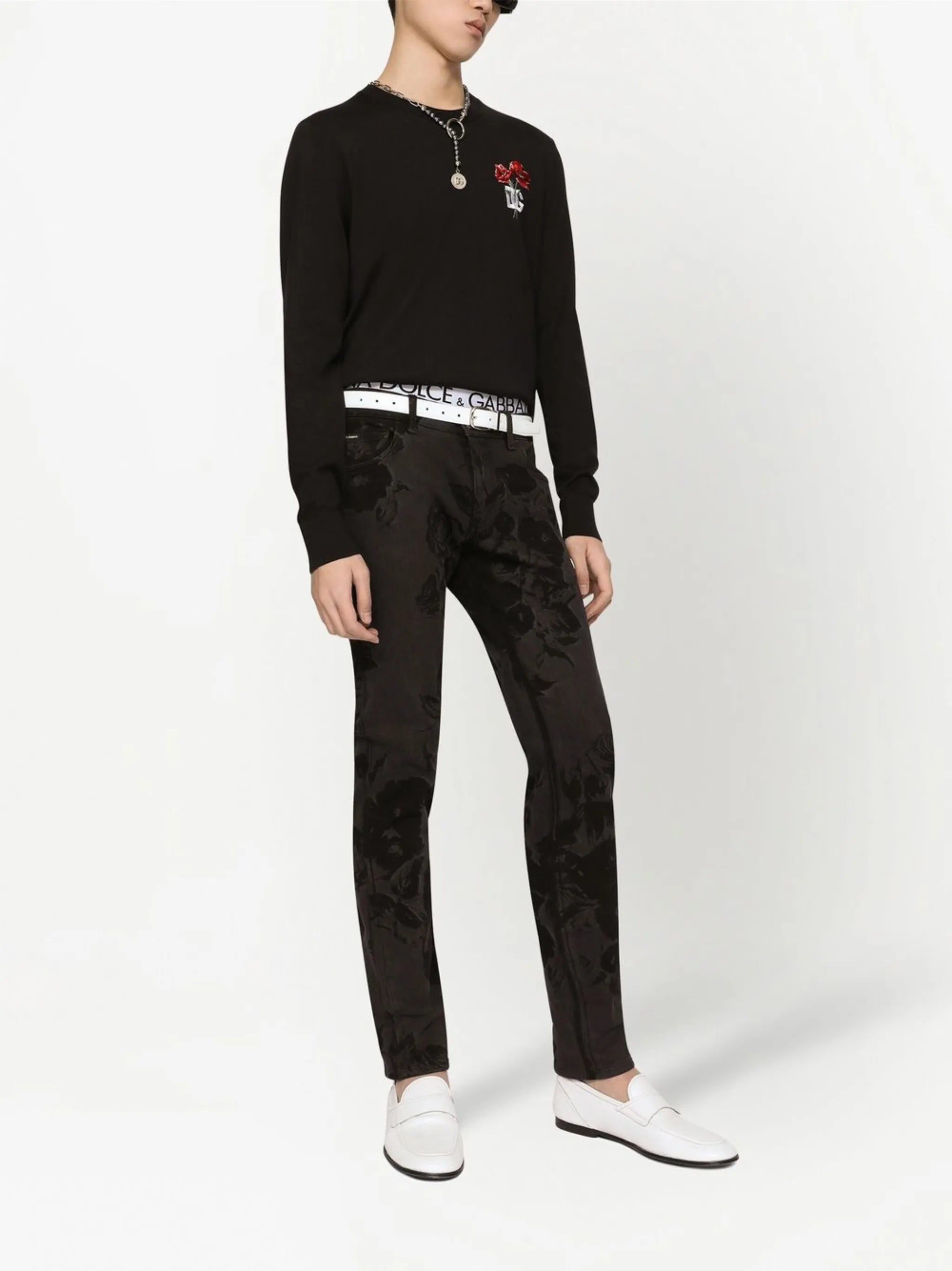 embroidered long-sleeve jumper