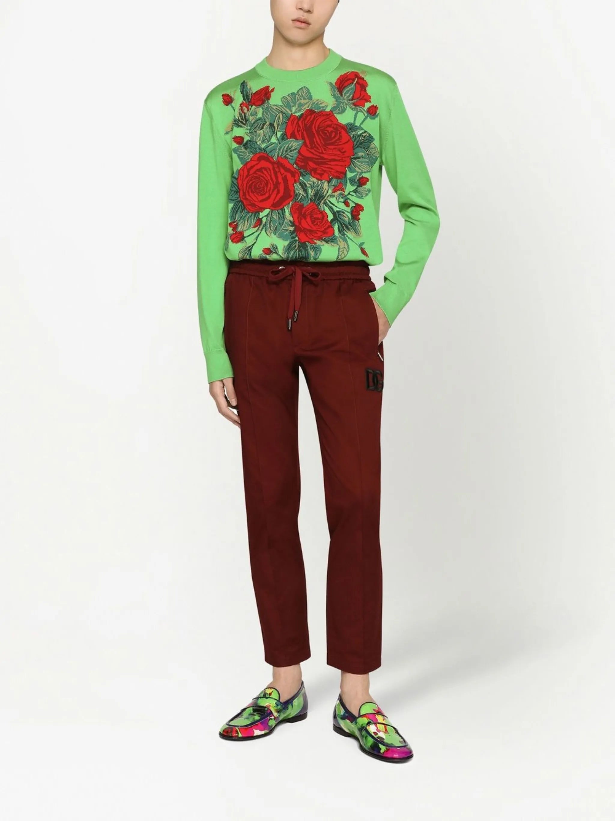 floral-jacquard silk jumper