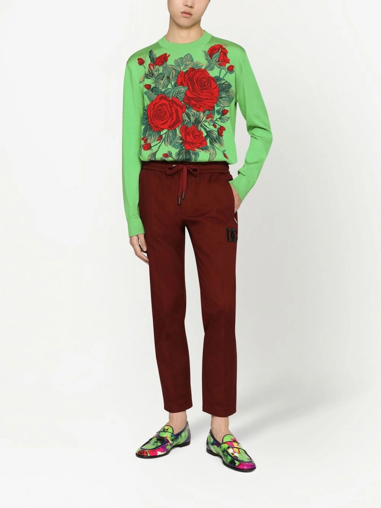 floral-jacquard silk jumper