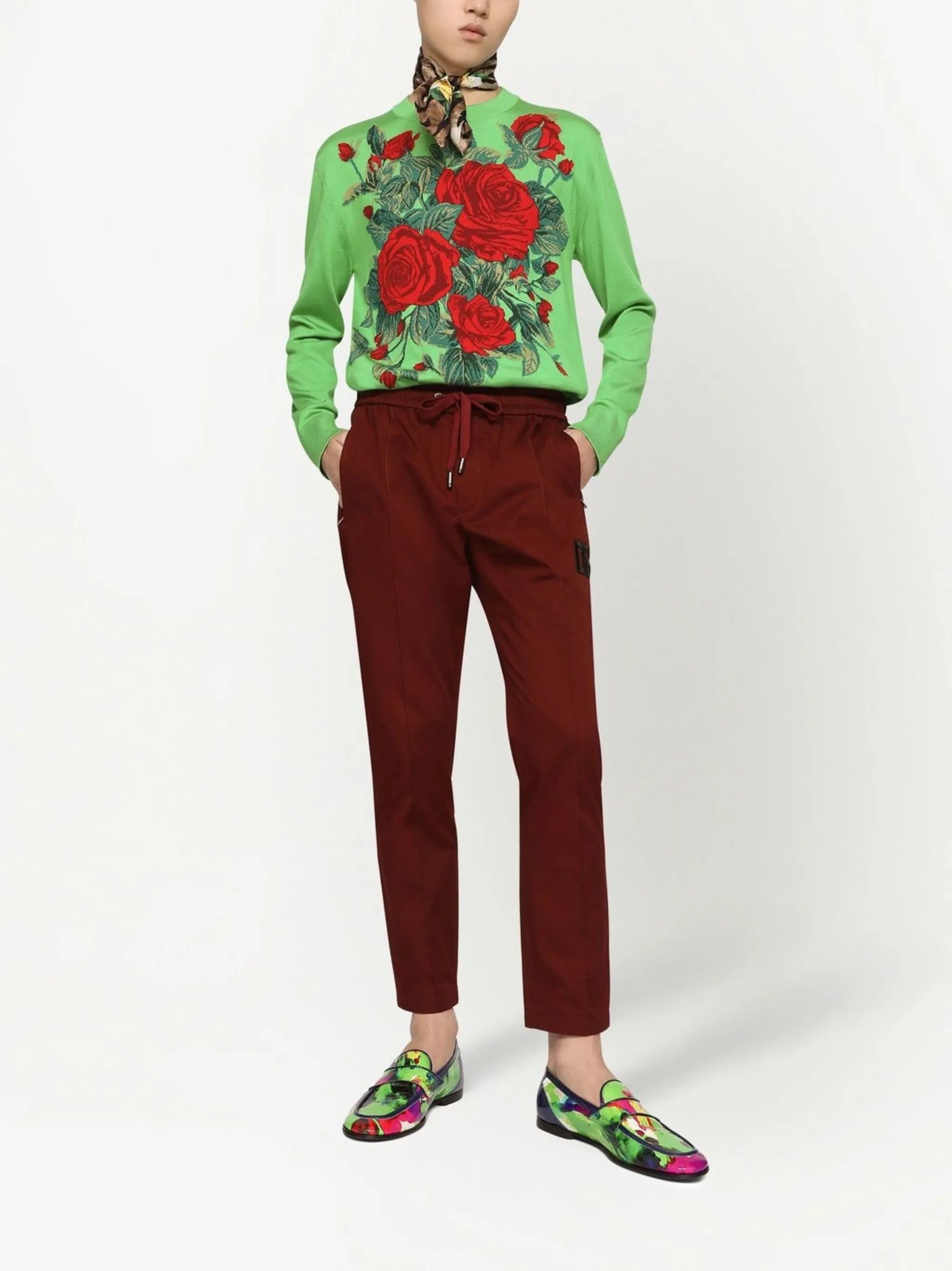 floral-jacquard silk jumper