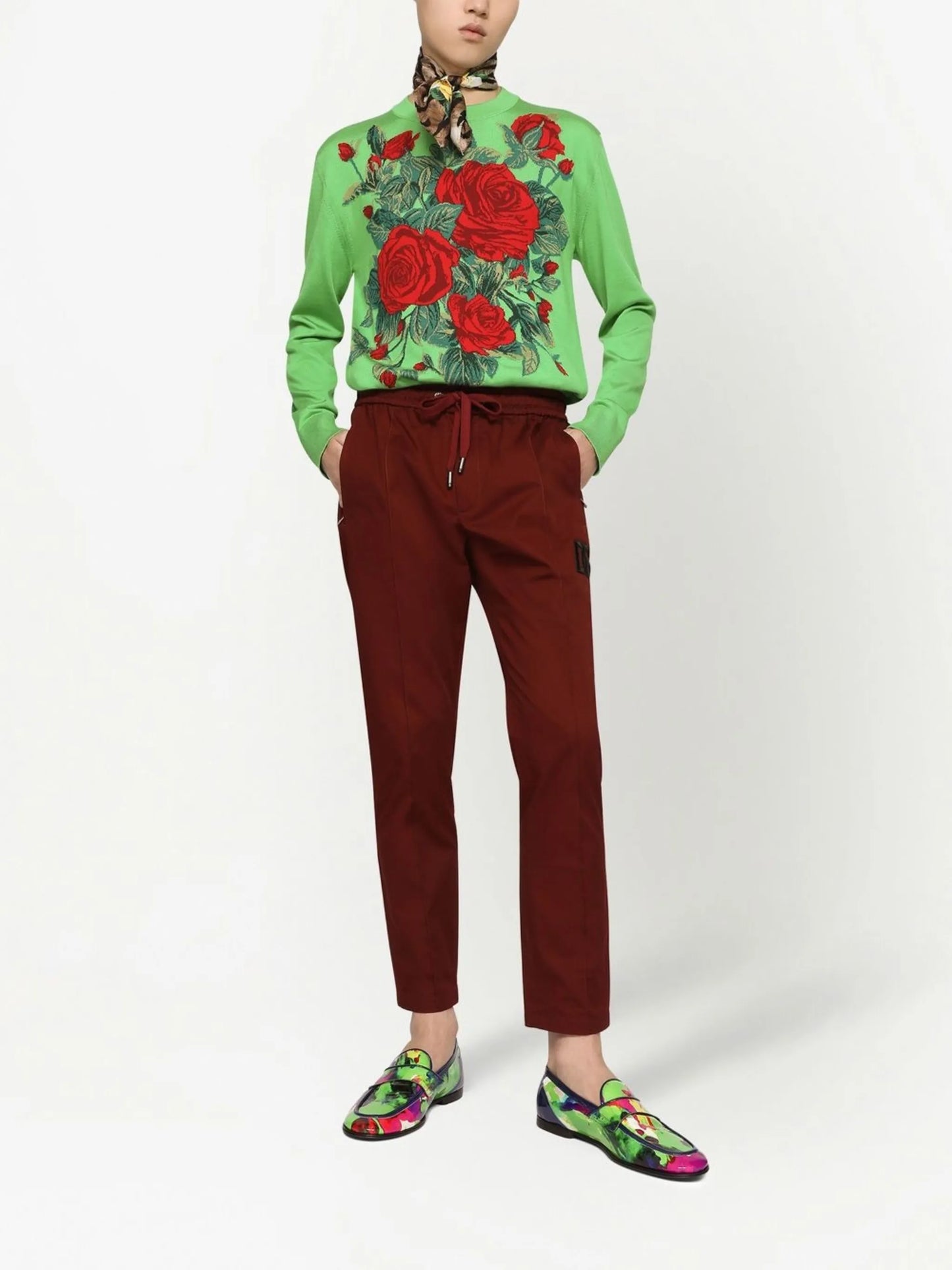floral-jacquard silk jumper