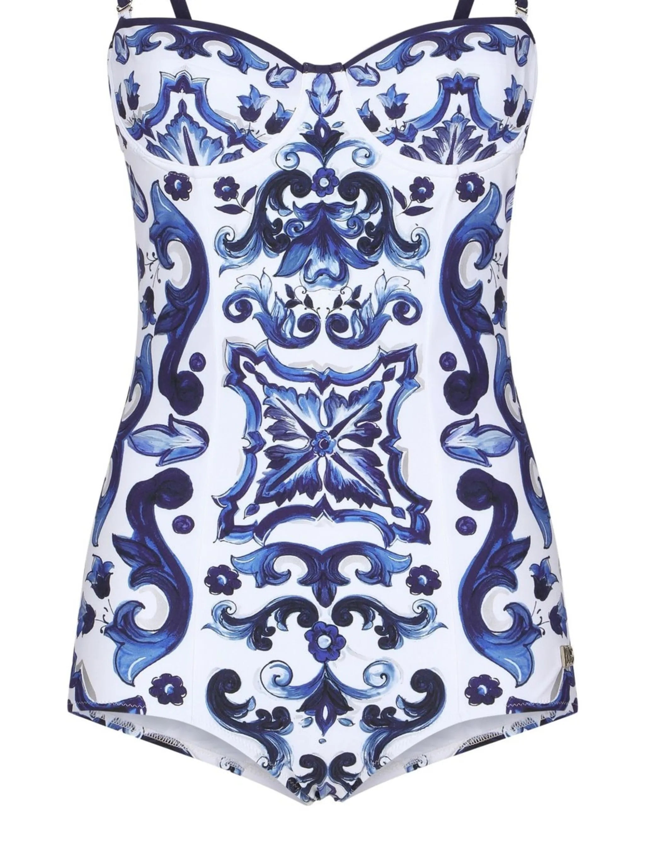 Majolica-print balconette swimsuit