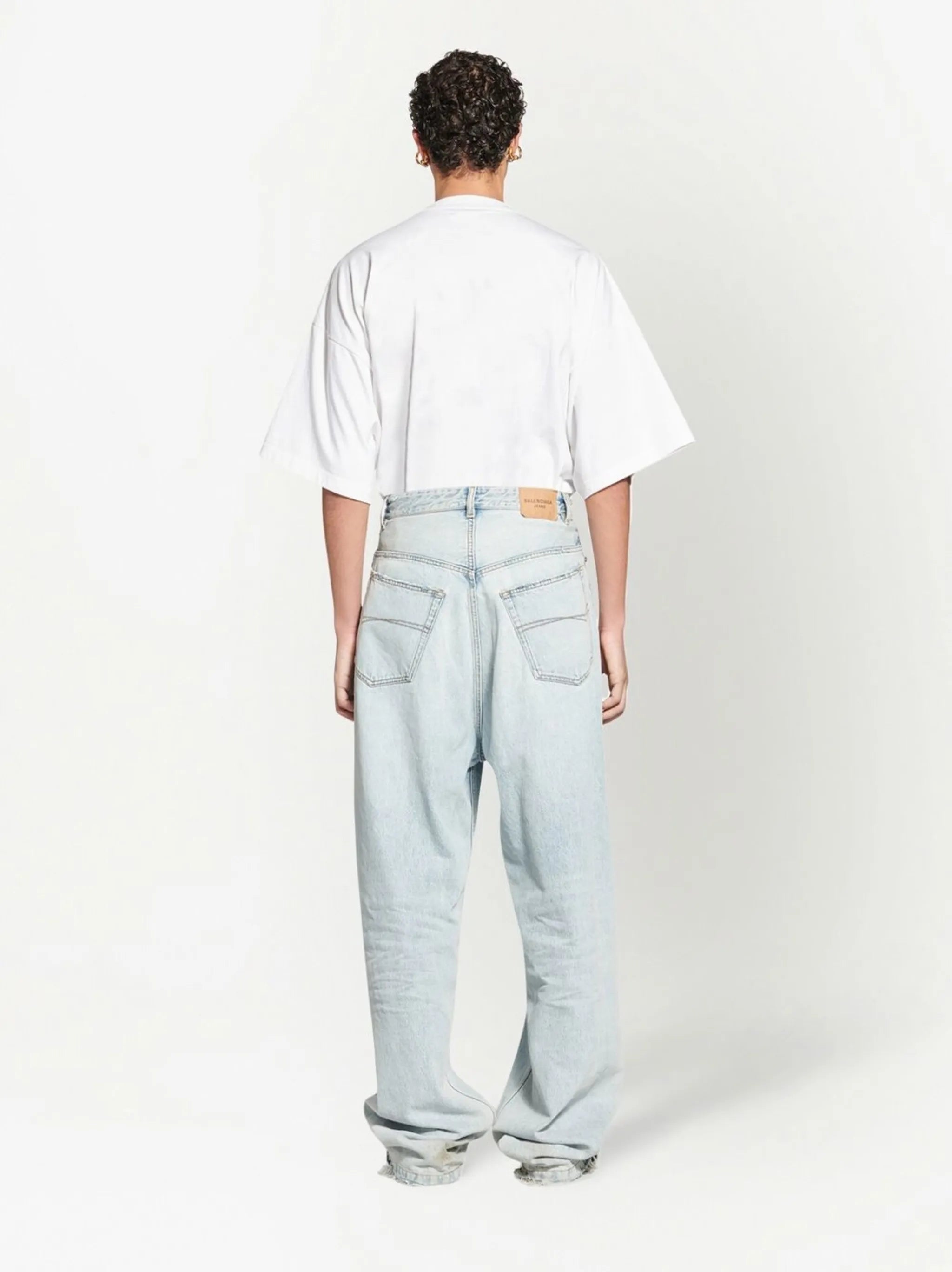 Pull-up wide-leg jeans