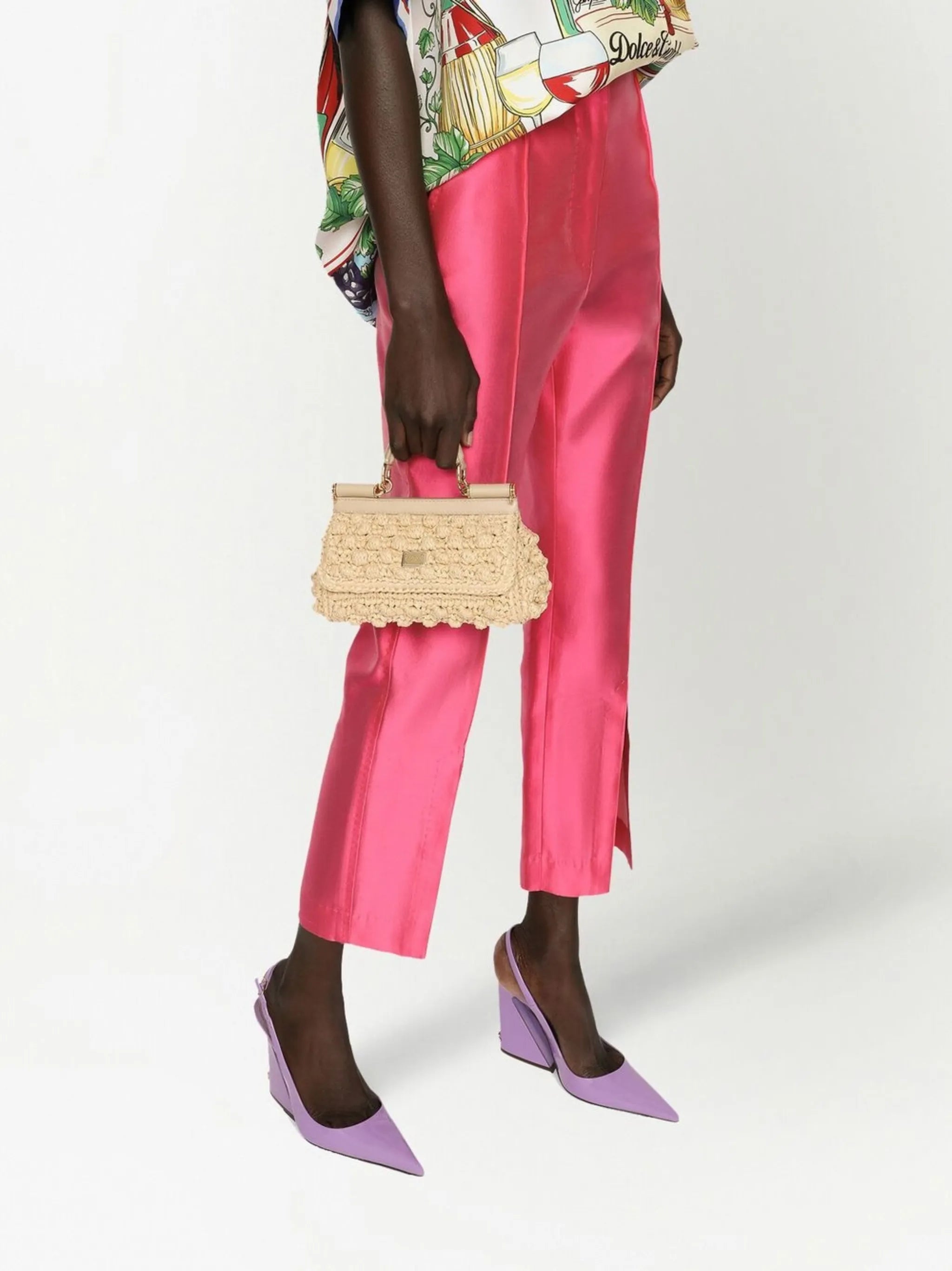 small Sicily raffia top-handle bag
