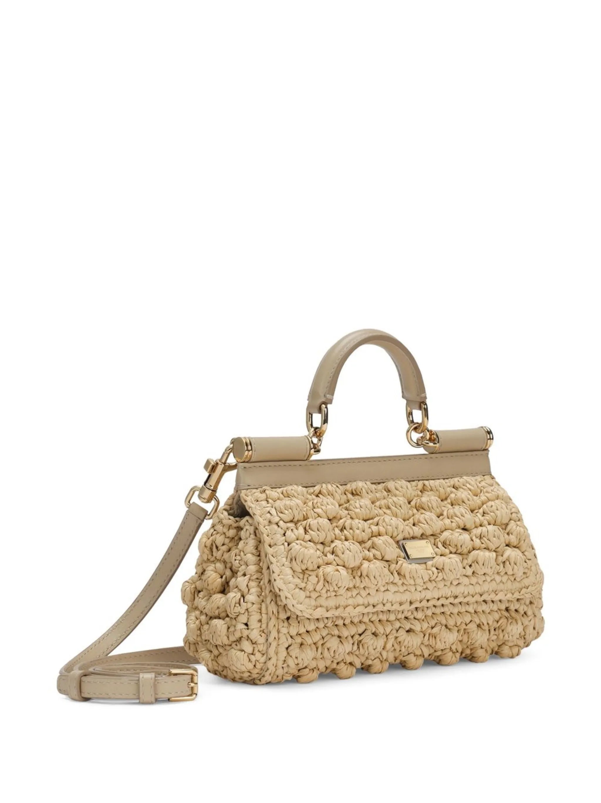 small Sicily raffia top-handle bag